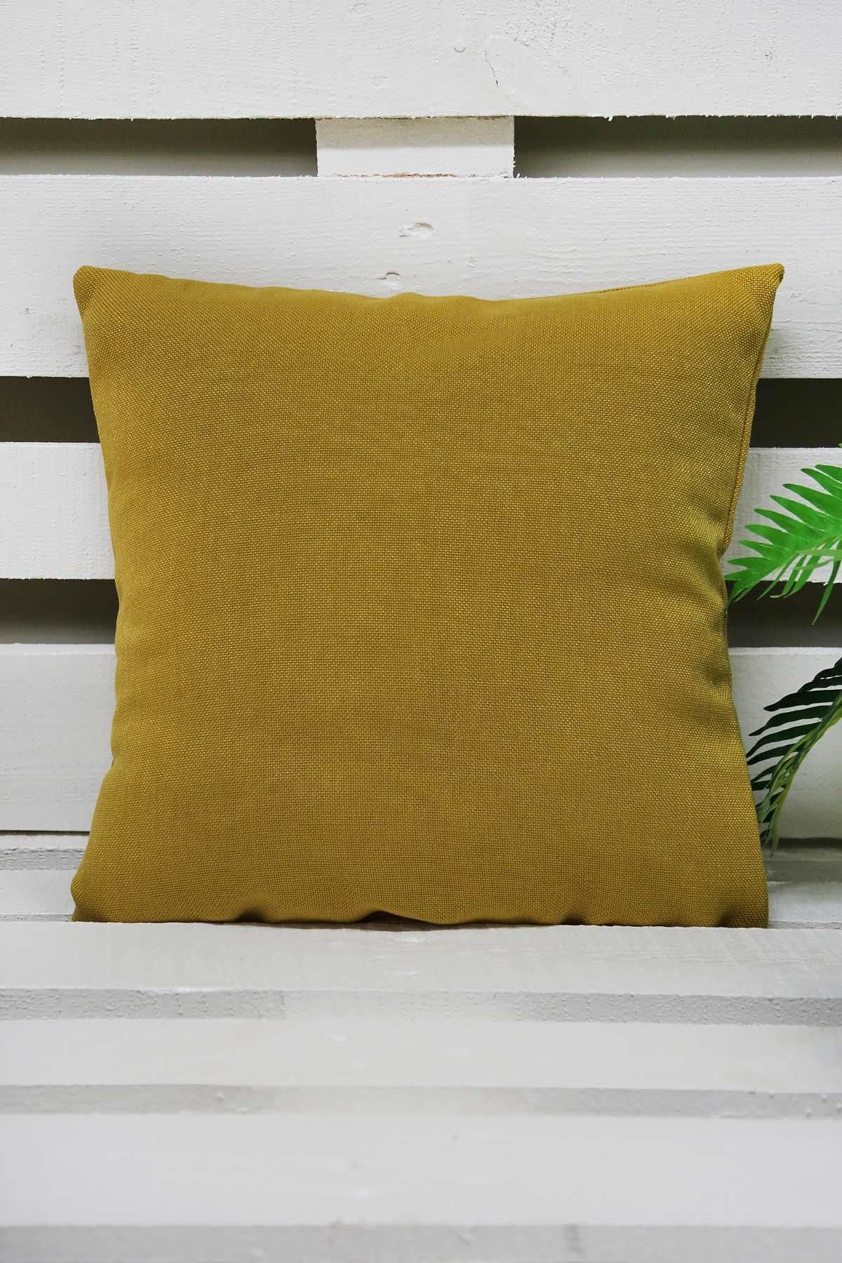 DEKORANLA Hardal renk keten kırlent 50x50 cm, şık ve doğal dekorasyon detayınız