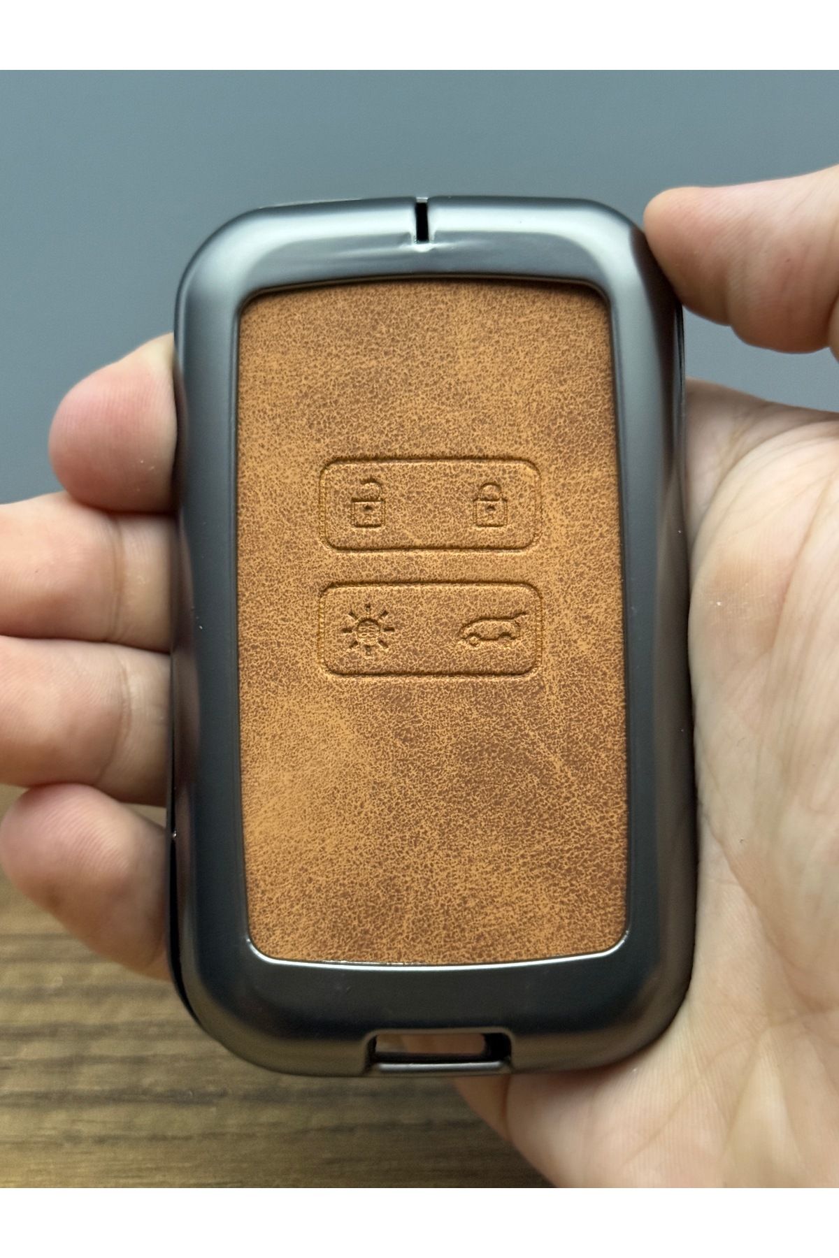 Mavi Keys Renault Talisman Megane4 Dacia Duster Uyumlu 4 Düğmelı Deri Metal Anahtar Koruma Kılıfı Kahverengi