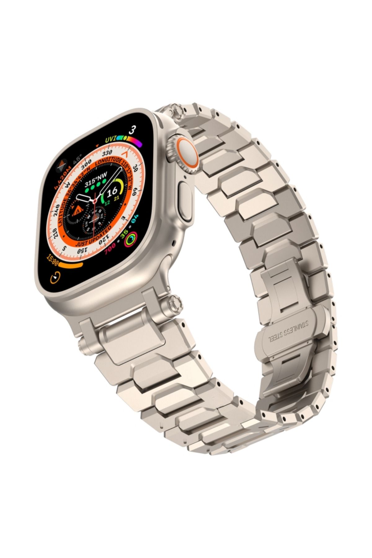 PSGT Apple Watch Uyumlu 42-44-45-46-49 mm Seri 1/2/3/4/5/6/se/7/8/10 ultra Çelik PremiumFit Loop Kordon