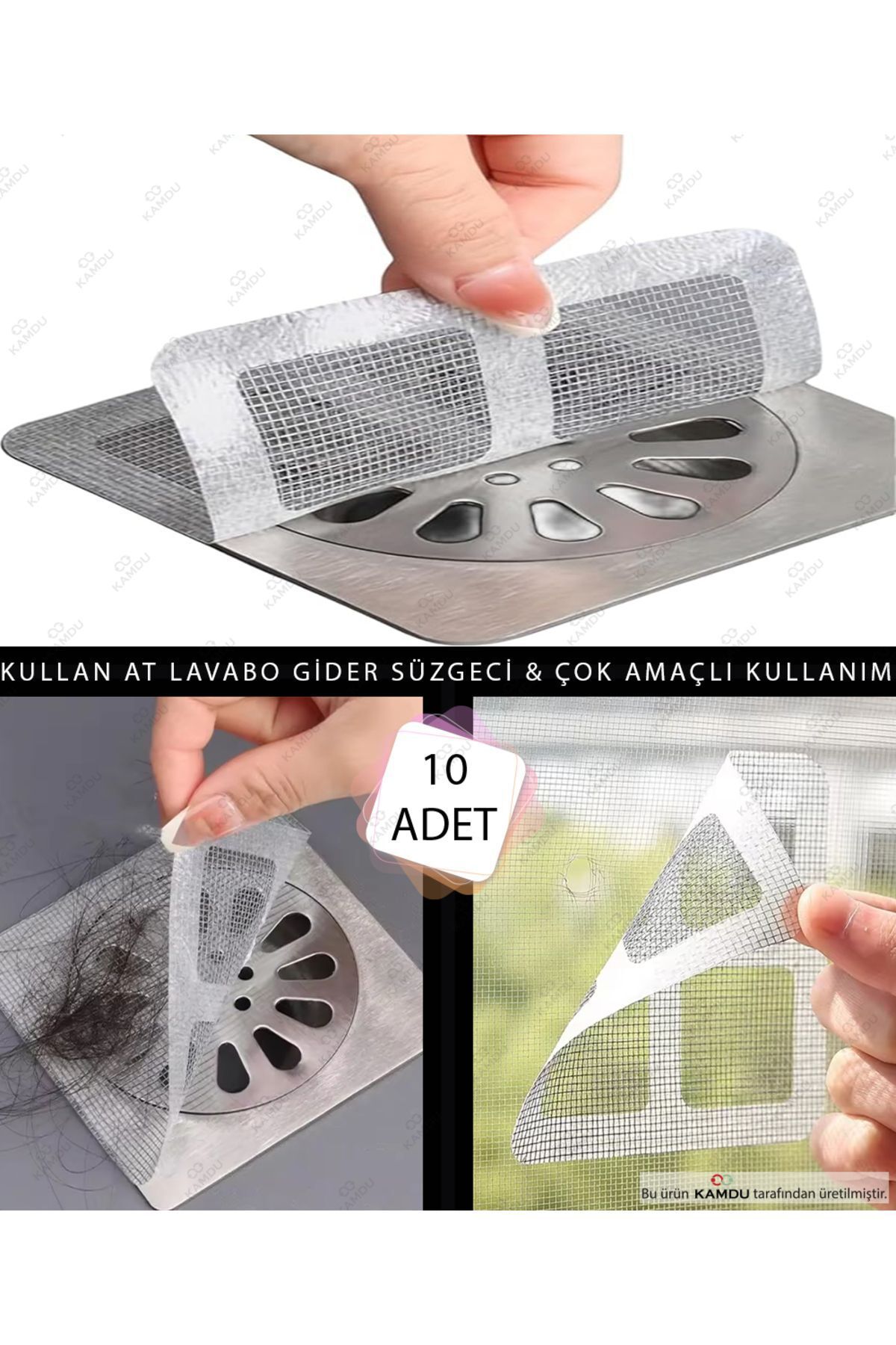 Elioure TR 10 Adet Kullanat 9x9cm Banyo Duş Gider Süzgeci, Saç Toplayıcı, Tüy Toplayıcı, Gider Kapağı