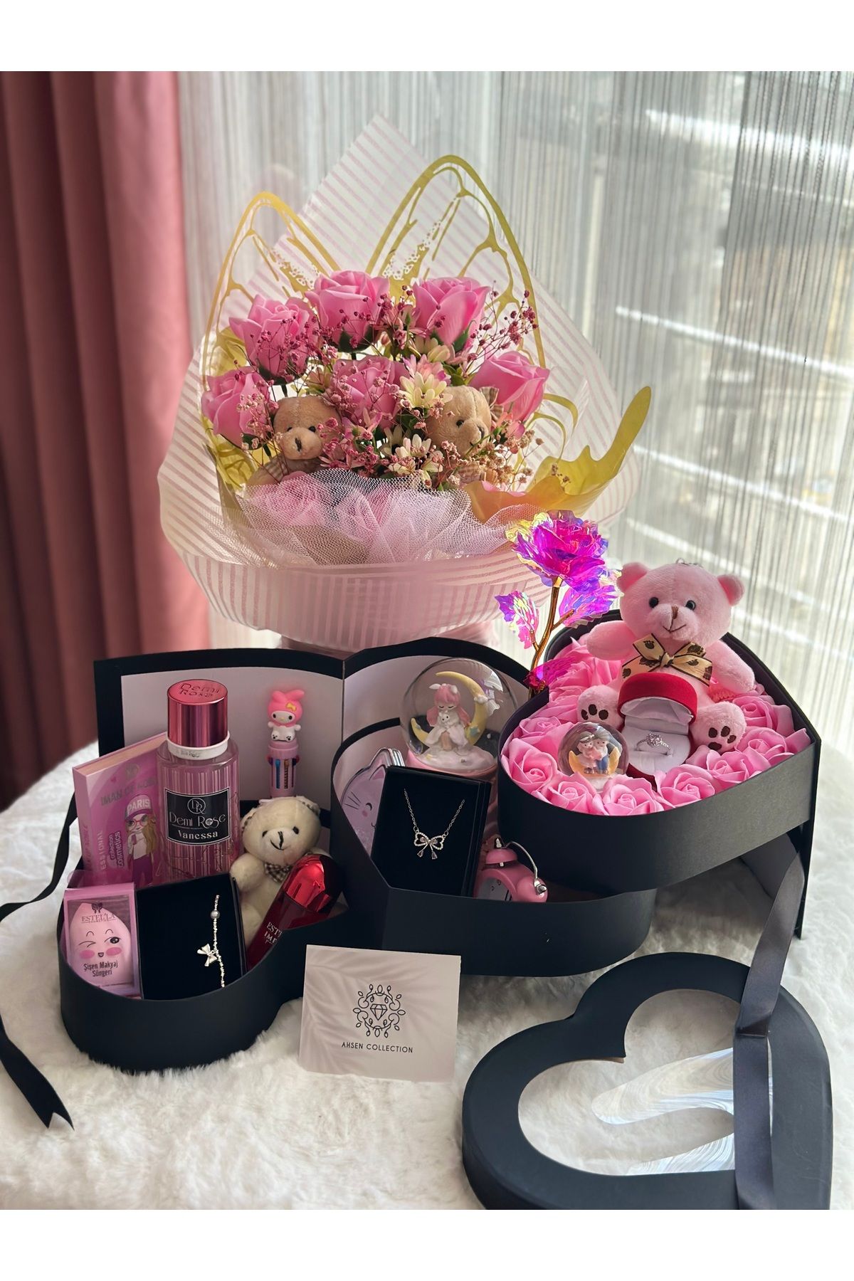 Ahsen Collection Gece serisi pembe
