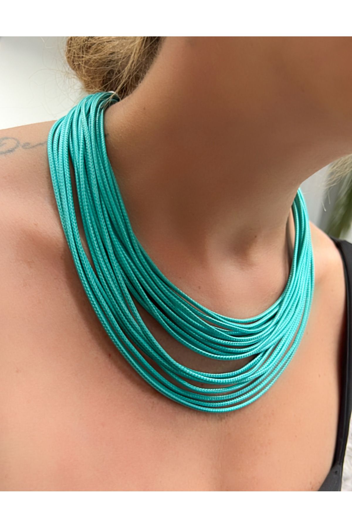 Kutcha Accessories Nil Yeşili Çoklu Katlı Kadın Kolye – El Yapımı Yazlık Bohem Tasarım