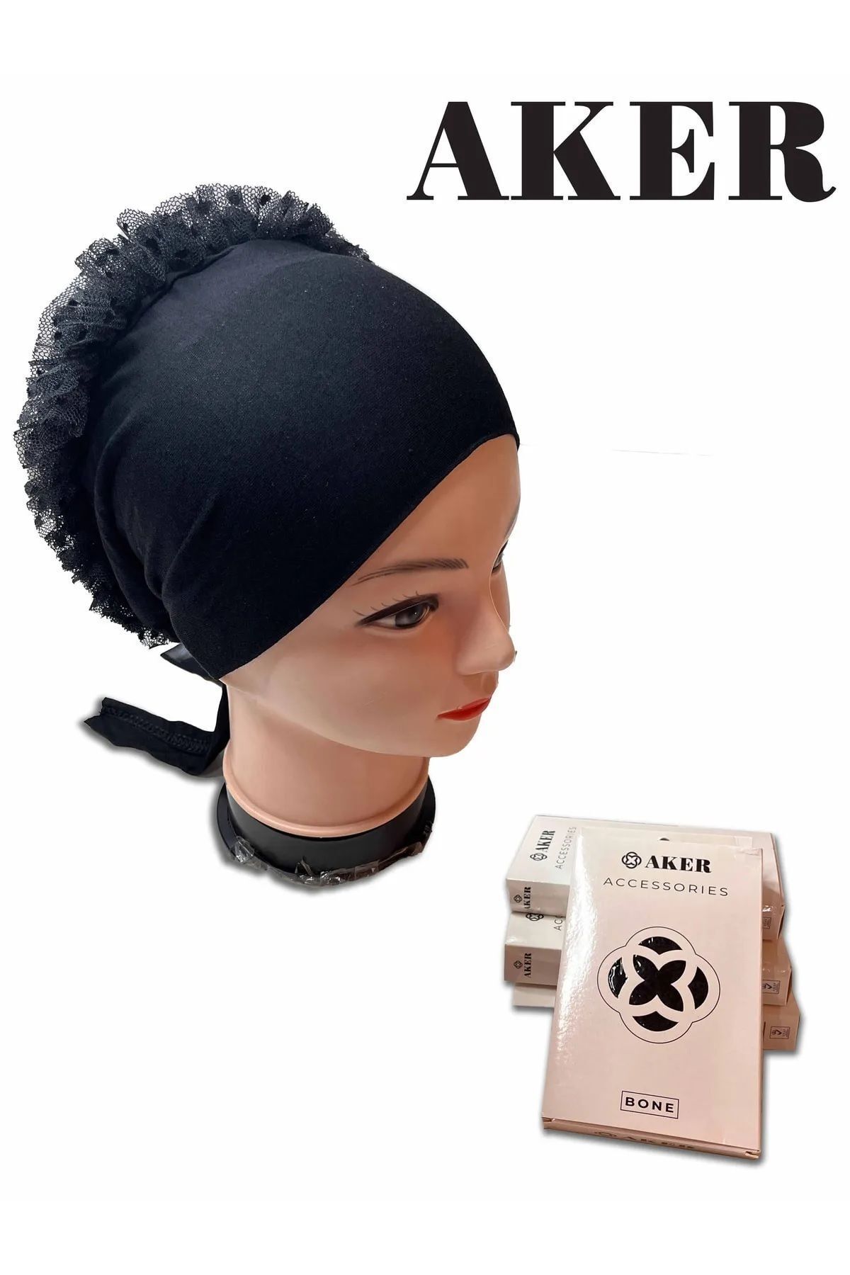 Aker Dikişsiz Fırfırlı Bone Siyah 2'li