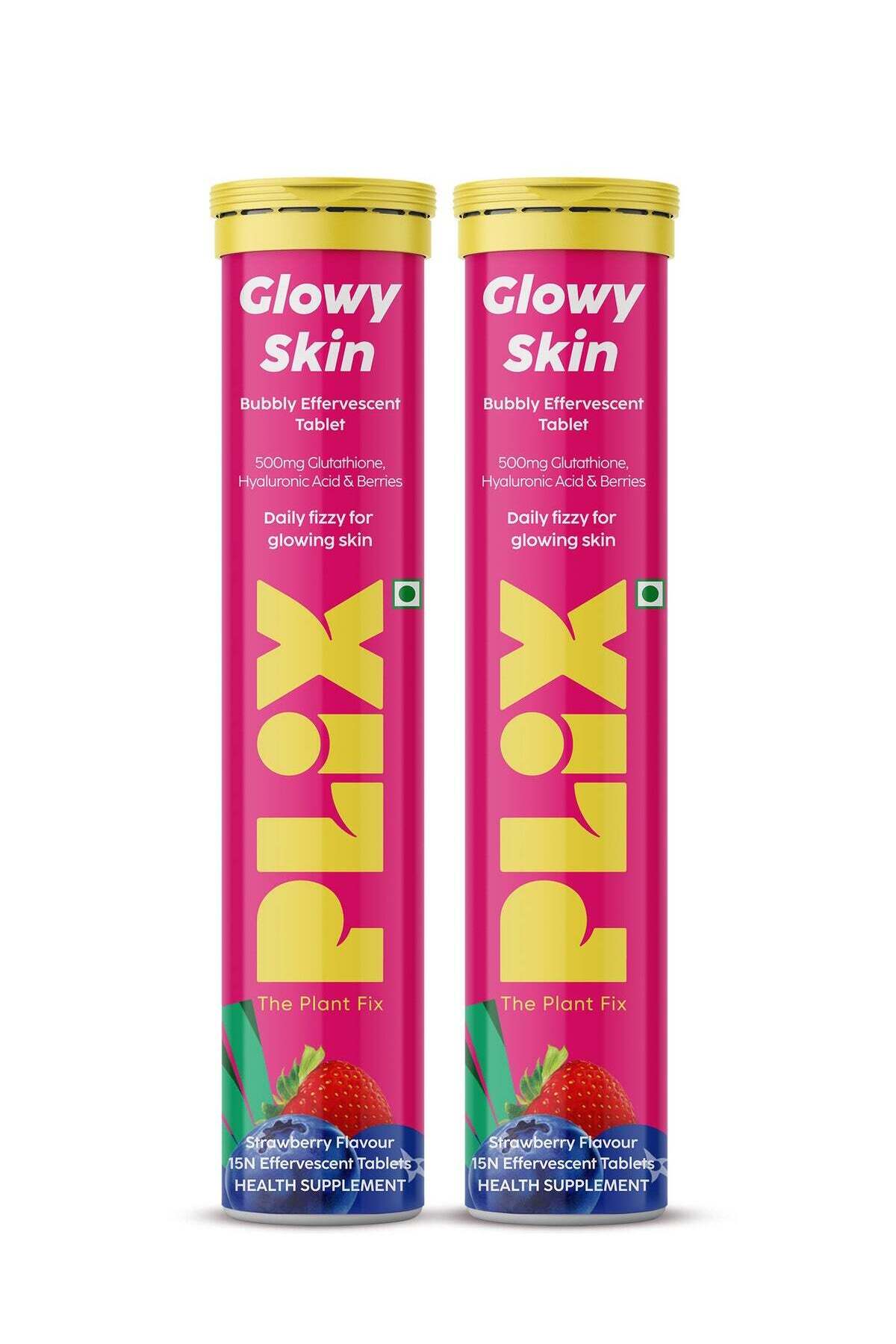 Plix Glutathione Skin Glow 30 Effervescent Tablets For Clear And Youthful Skin  500 Mg Pack Of 2, Strawber- Trendyol