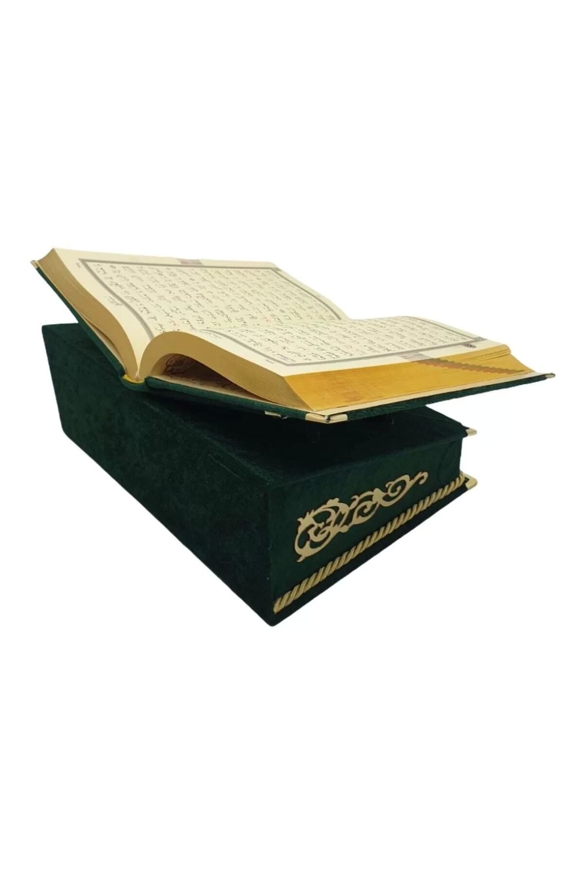 Yiğittech Islami Hediye Kuranı Kerim Seti Rahleli Kadife Kutulu Yeşil