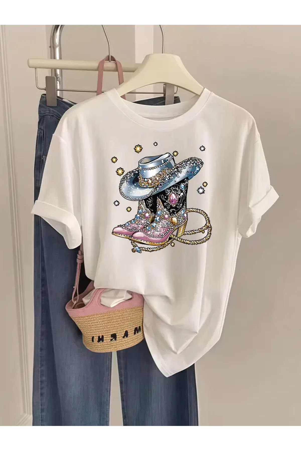 CLASİVA şapkalı kedi bisiklet yaka t-shirt
