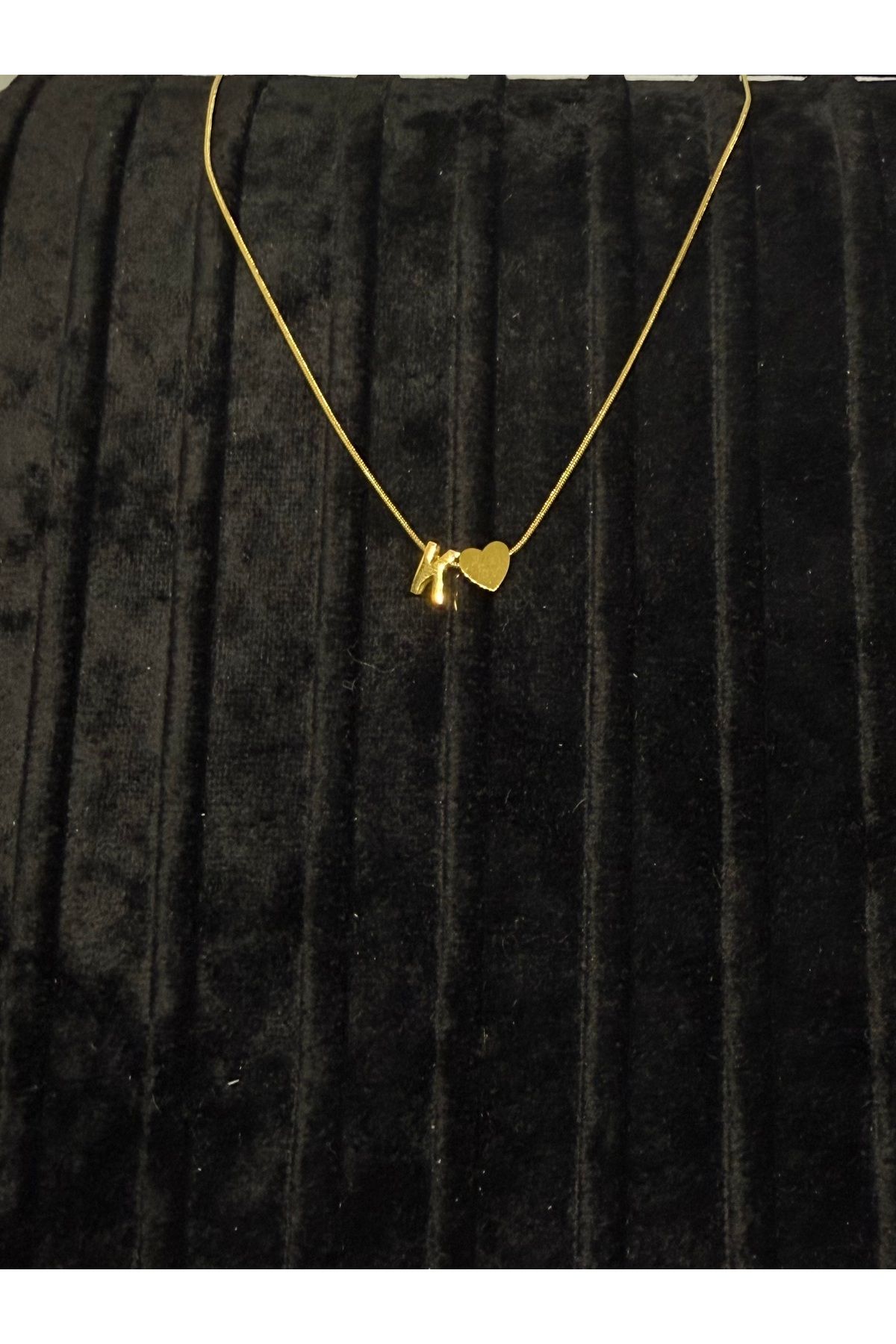Gulsah's Store Çelik gold minimal kalpli harfli kolye