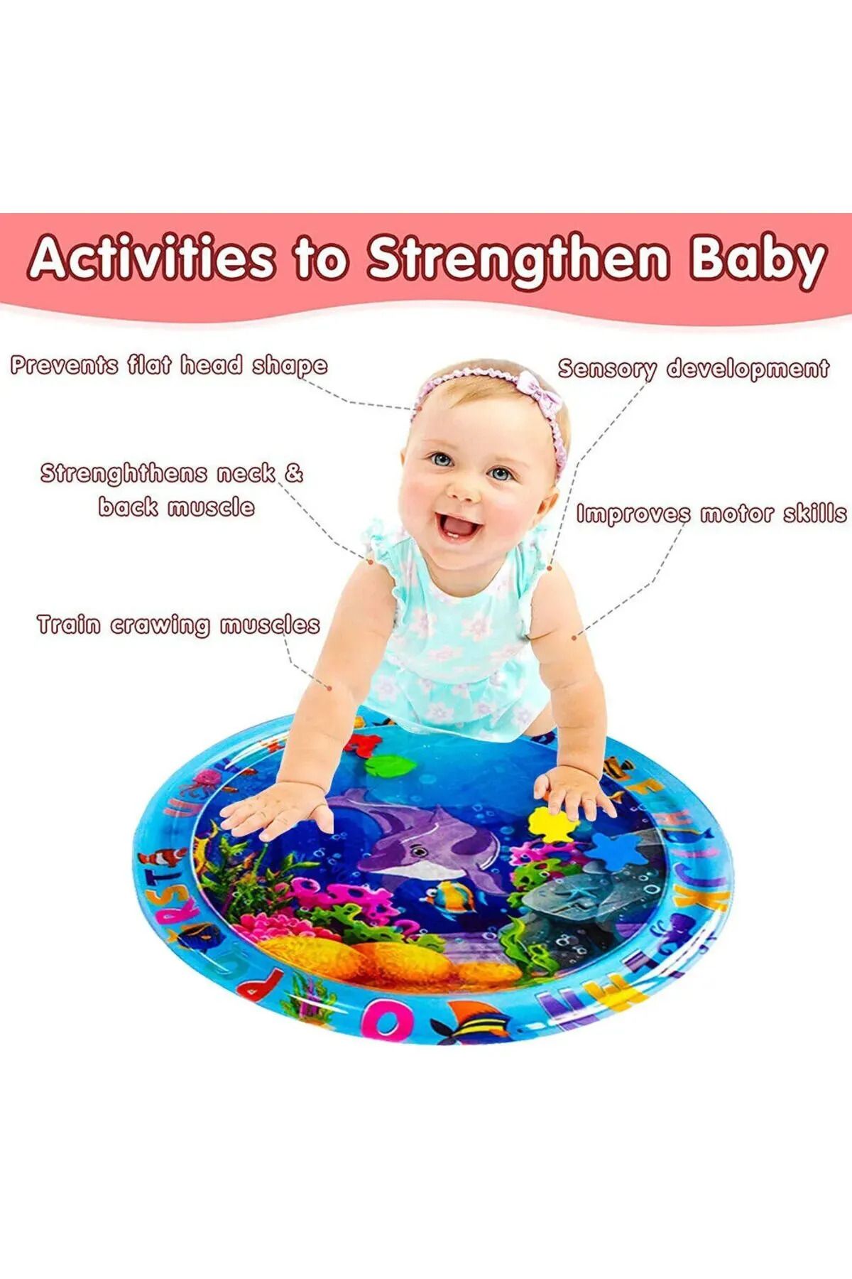 AboutThePerfect 60cm oval şişme çocuk su ve duyusal oyun matı, eğlenceli aktivite sağlar