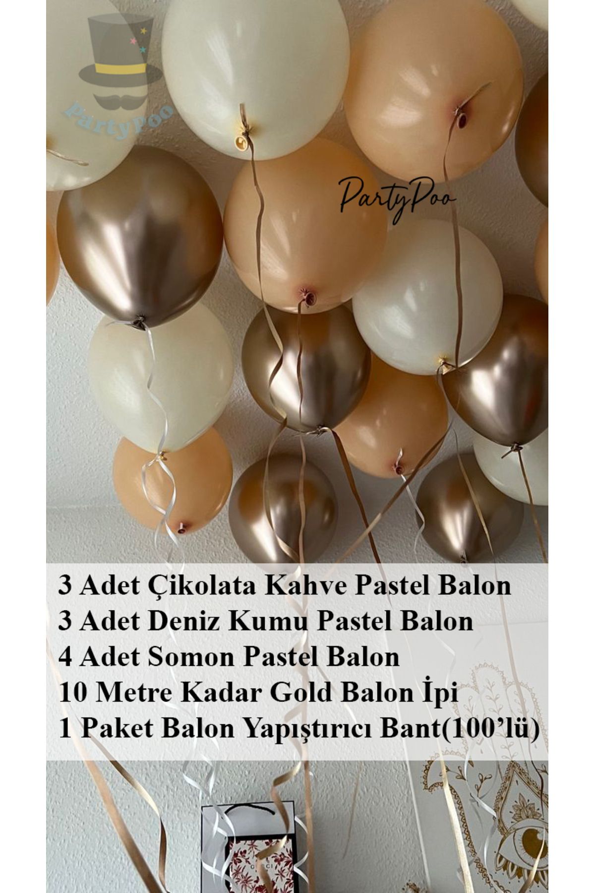 PartyPoo Bride to Be 3 Çikolata 3 Deniz Kumu 4 Somon Pastel Balon Seti – Bekarlığa Veda ve Parti Süsü