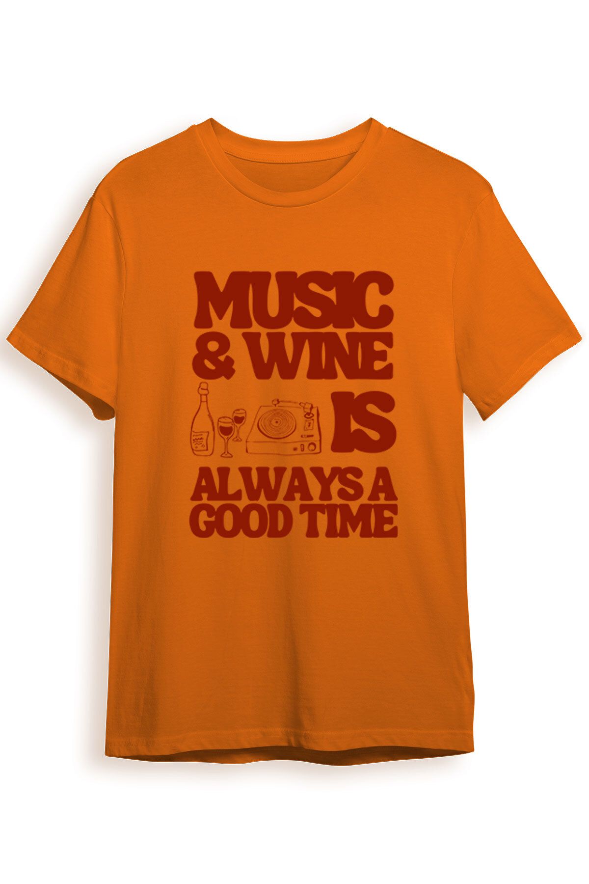 onsrawear Y2k Vintage Music & Wine Yazı Baskılı Unisex %100 Pamuk Basic Premium T-shirt