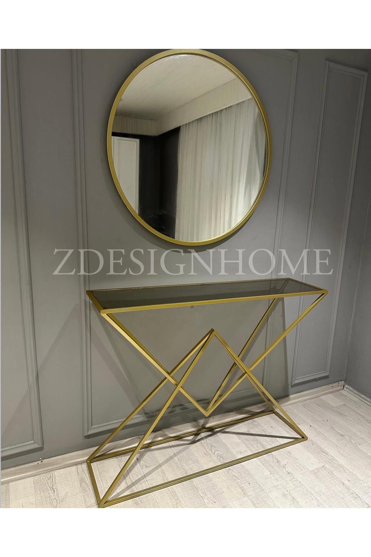zdesignhome 80X100 Cm Ayna , 120X30X90 Cm Dresuar Gold Zdesignhome