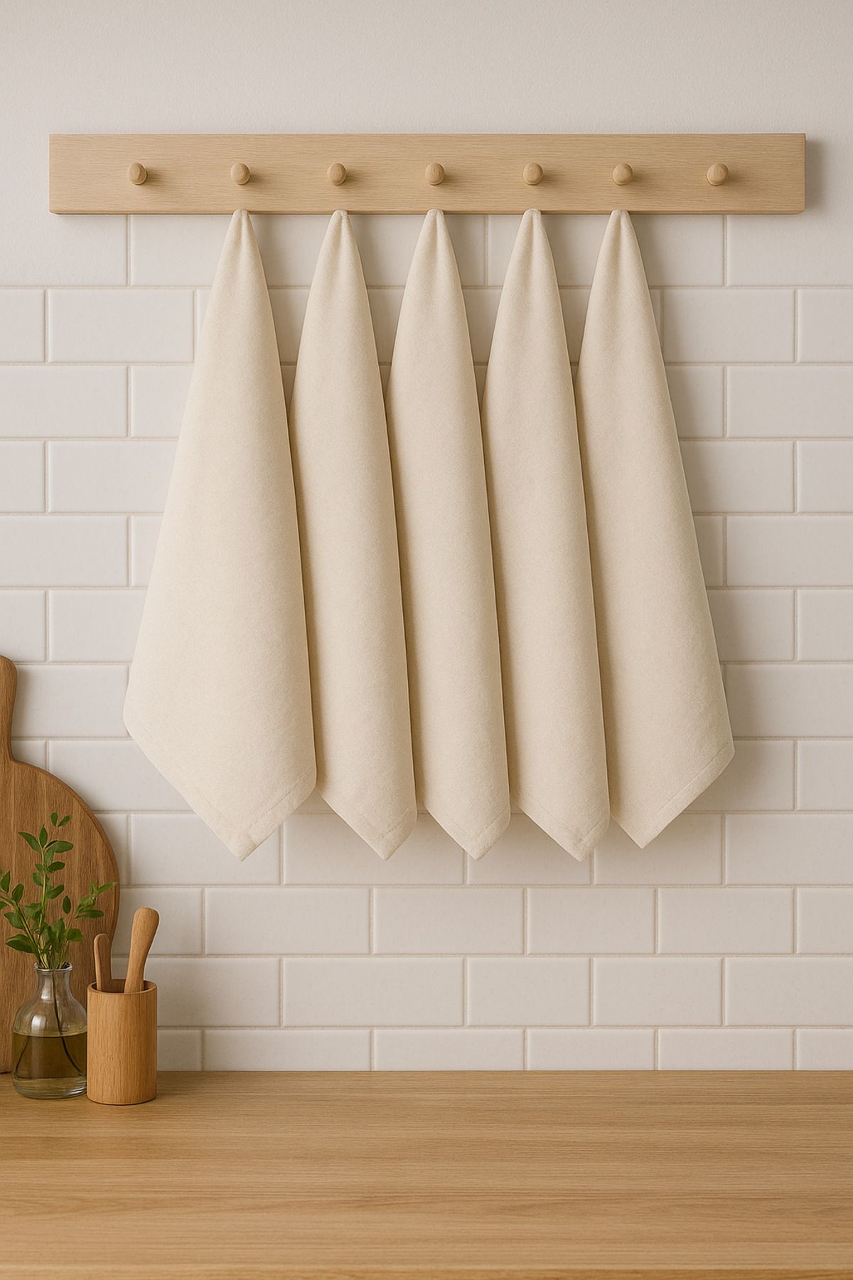 Misue Handmade %100 Pamuk 5li Kurulama Bezi, 45x65 cm Beslenme Örtüsü, Alman Peçetesi, Servis Altlığı, Elbezi