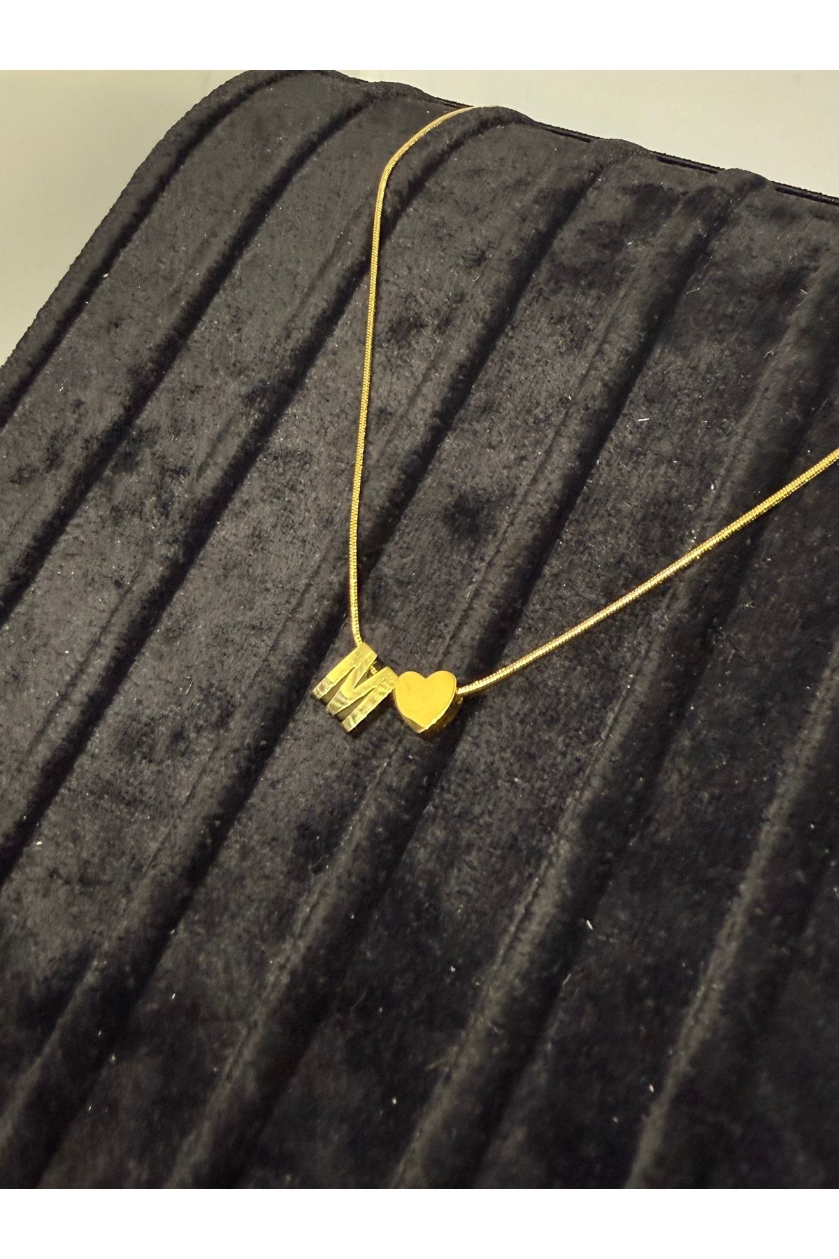 Gulsah's Store Çelik gold minimal kalpli harfli kolye