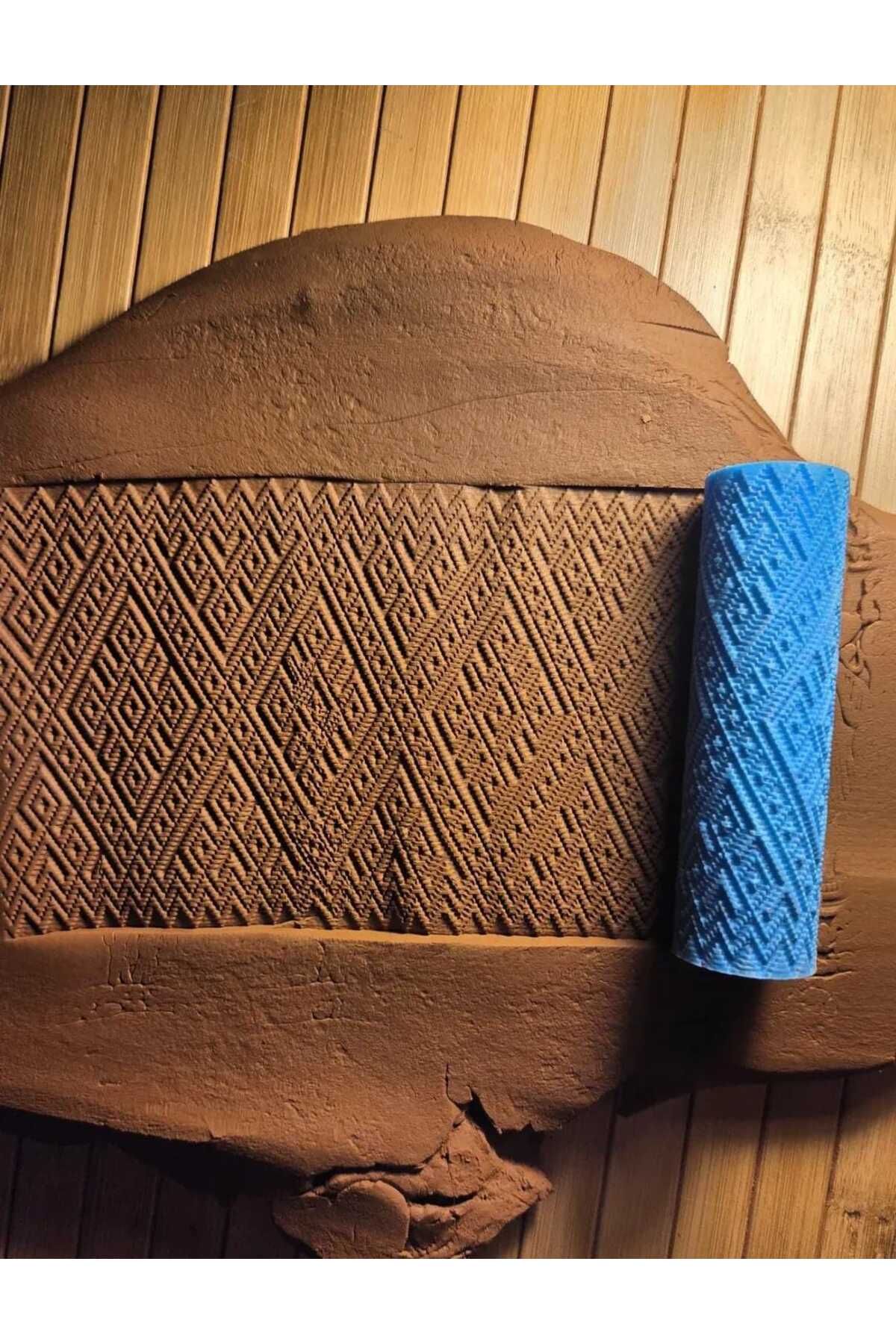 Enbceramic 10 cm Seramik & Polimer Kil Doku merdanesi Doku Rulosu Desen Oklavası. Pastacılık Malzemesi