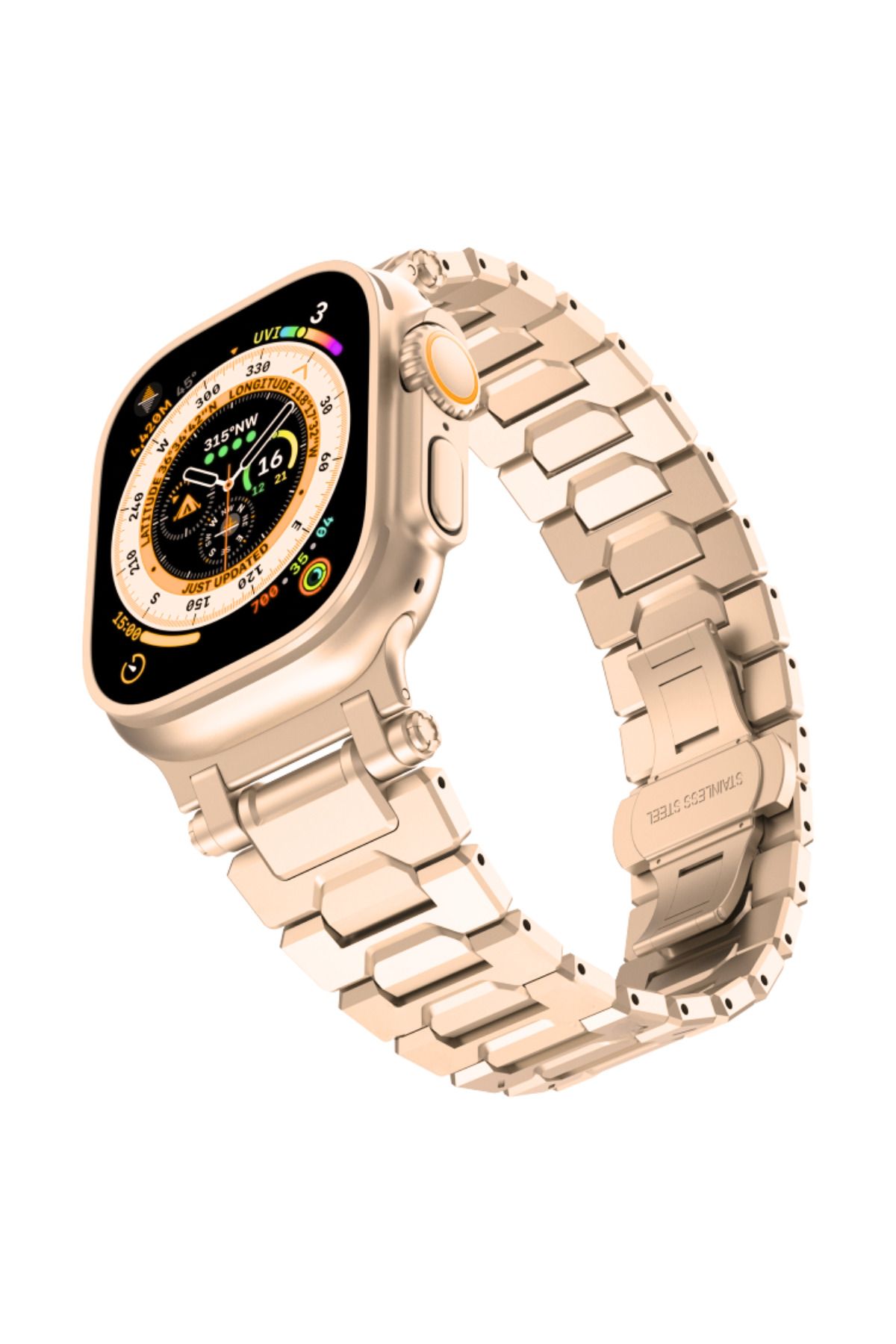 PSGT Apple Watch Uyumlu 42-44-45-46-49 mm Seri 1/2/3/4/5/6/se/7/8/10 ultra Çelik PremiumFit Loop Kordon