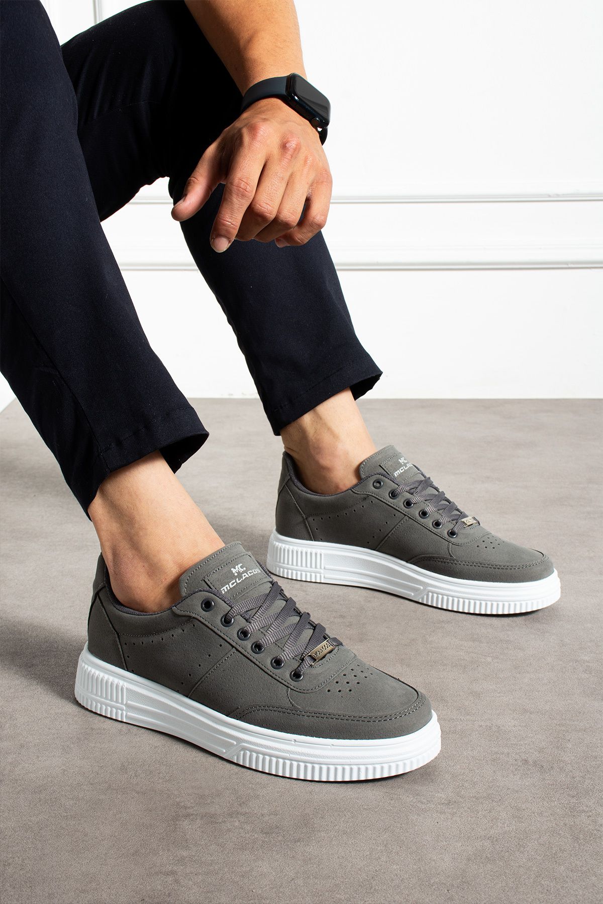 MCLACOS Erkek Sneaker Günlük Spor Ayakkabı Yüksek Taban Füme - Rahat Tasarım Q3