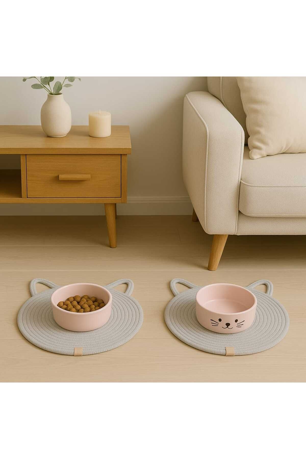 ÖRGÜM Kedi Servis Altlığı 30x30 2'li Kedi Beslenme Paspası