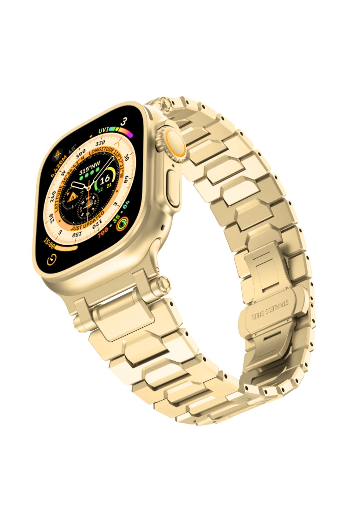 PSGT Apple Watch Uyumlu 42-44-45-46-49 mm Seri 1/2/3/4/5/6/se/7/8/10 ultra Çelik PremiumFit Loop Kordon