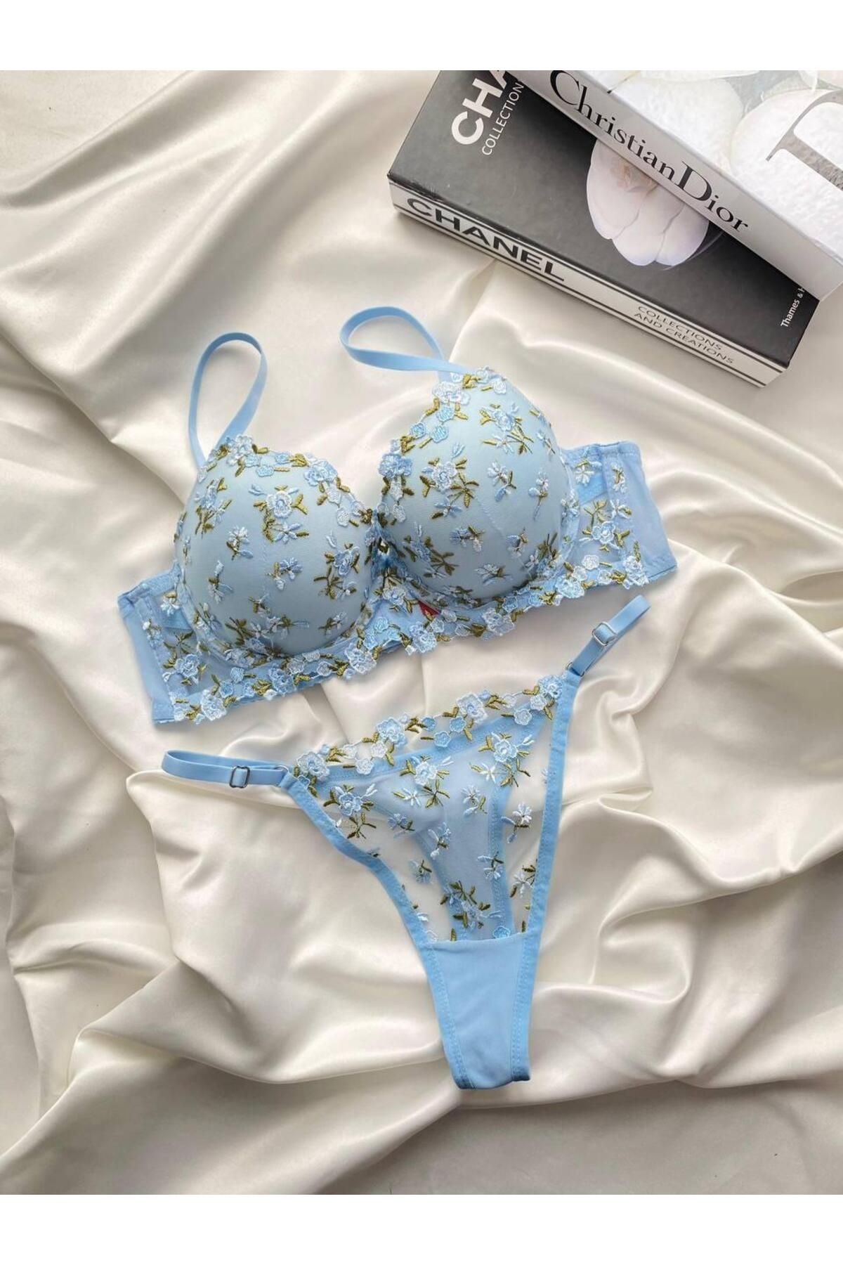 CES'Y LİNGERİE Çitir Destekli̇ Push-up Balenli̇ Seksi̇ Günlük Şik Sütyen Takim