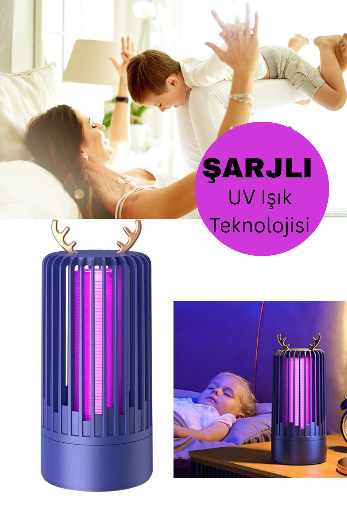Shopura USB Şarjlı Uv Işıklı Elektrikli Sivrisinek Öldürücü- Sinek Öldürücü Sineksavar