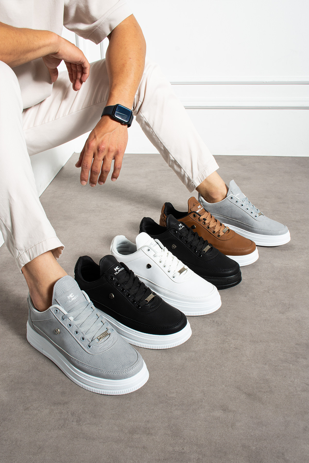 MCLACOS Erkek Sneaker Günlük Spor Ayakkabı Yüksek Taban Siyah Beyaz- Rahat Tasarım x7 görsel 5