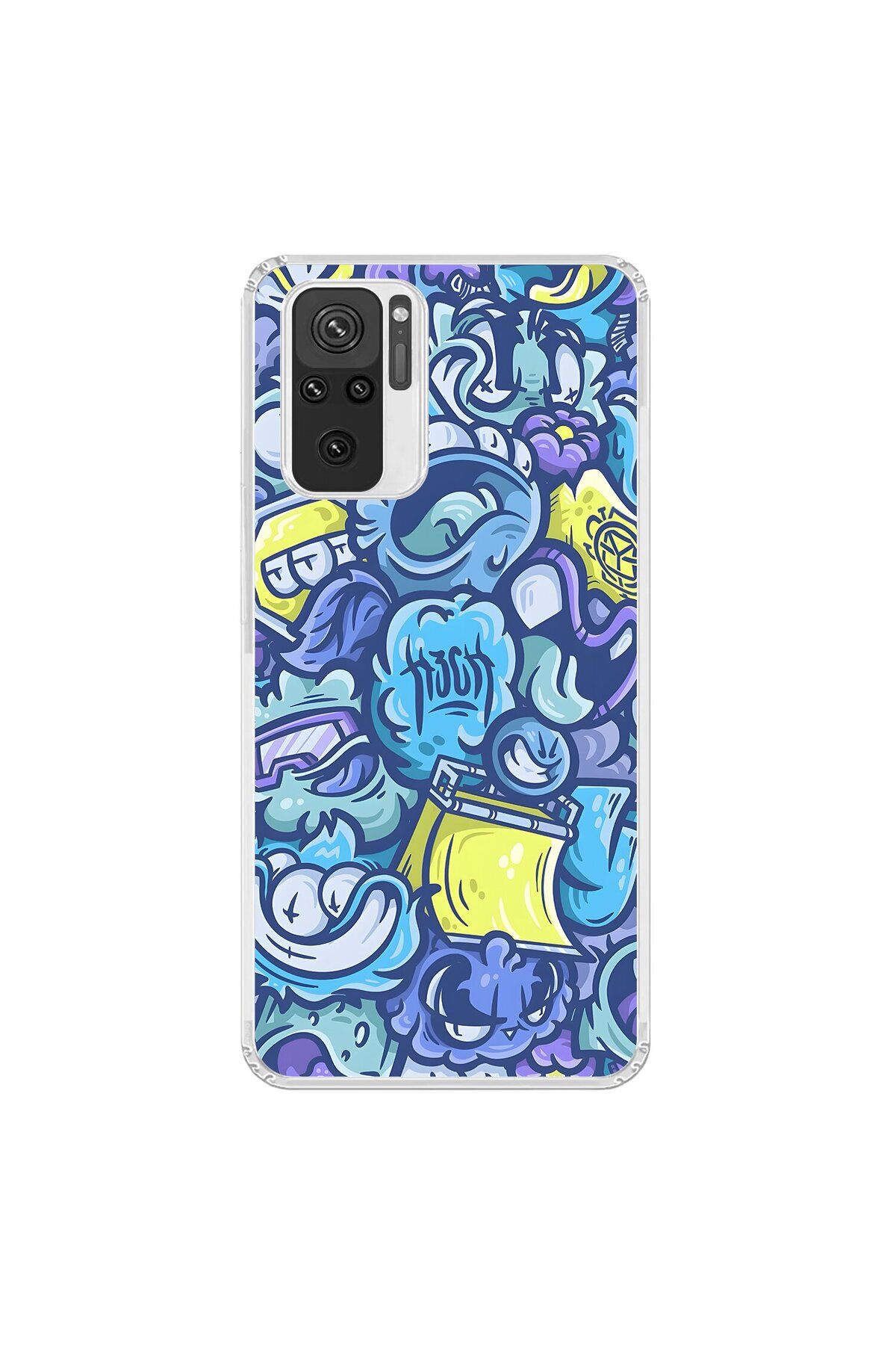 Dali Design Xiaomi Redmi Note 10 Uyumlu Şeffaf Kılıf Graffiti 9 Tasarımlı