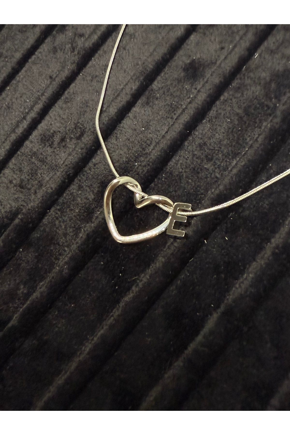 Gulsah's Store Çelik silver minimalist kalpli harfli kolye