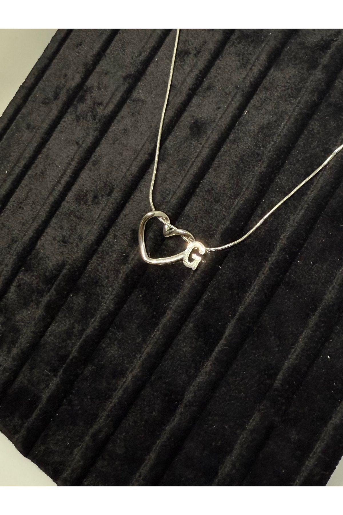 Gulsah's Store Çelik silver minimalist kalpli harfli kolye