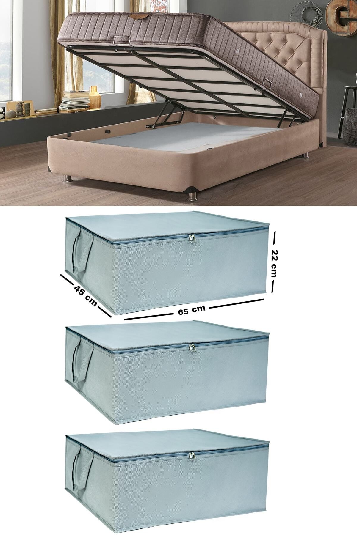 AboutThePerfect 3 Adet Büyük Boy Saklama Hurcu 65x45x22 cm, gri, güçlü ve şık kullanım
