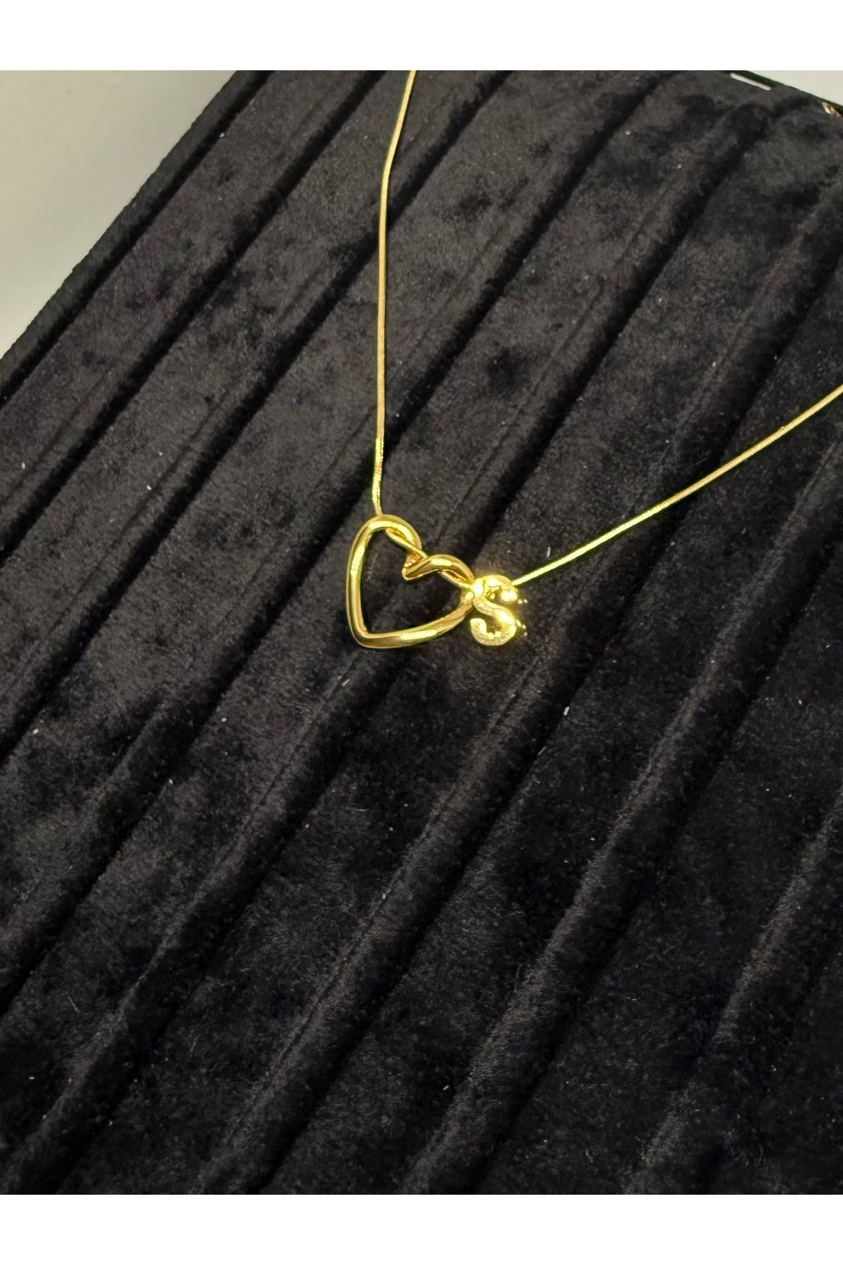 Gulsah's Store Çelik gold minimalist kalpli harfli kolye