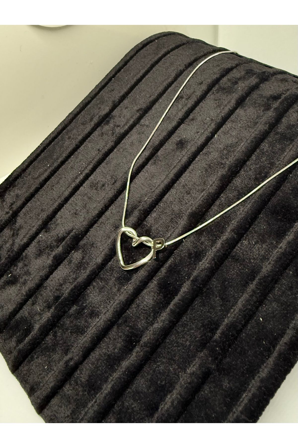 Gulsah's Store Çelik silver minimalist kalpli harfli kolye