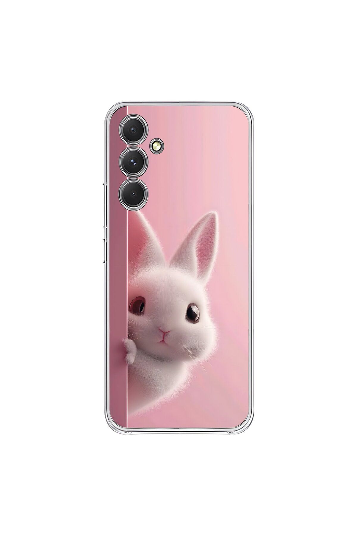 Dali Design Samsung Galaxy A54 Uyumlu Şeffaf Kılıf 5 Peluş Tavşan Tasarımlı