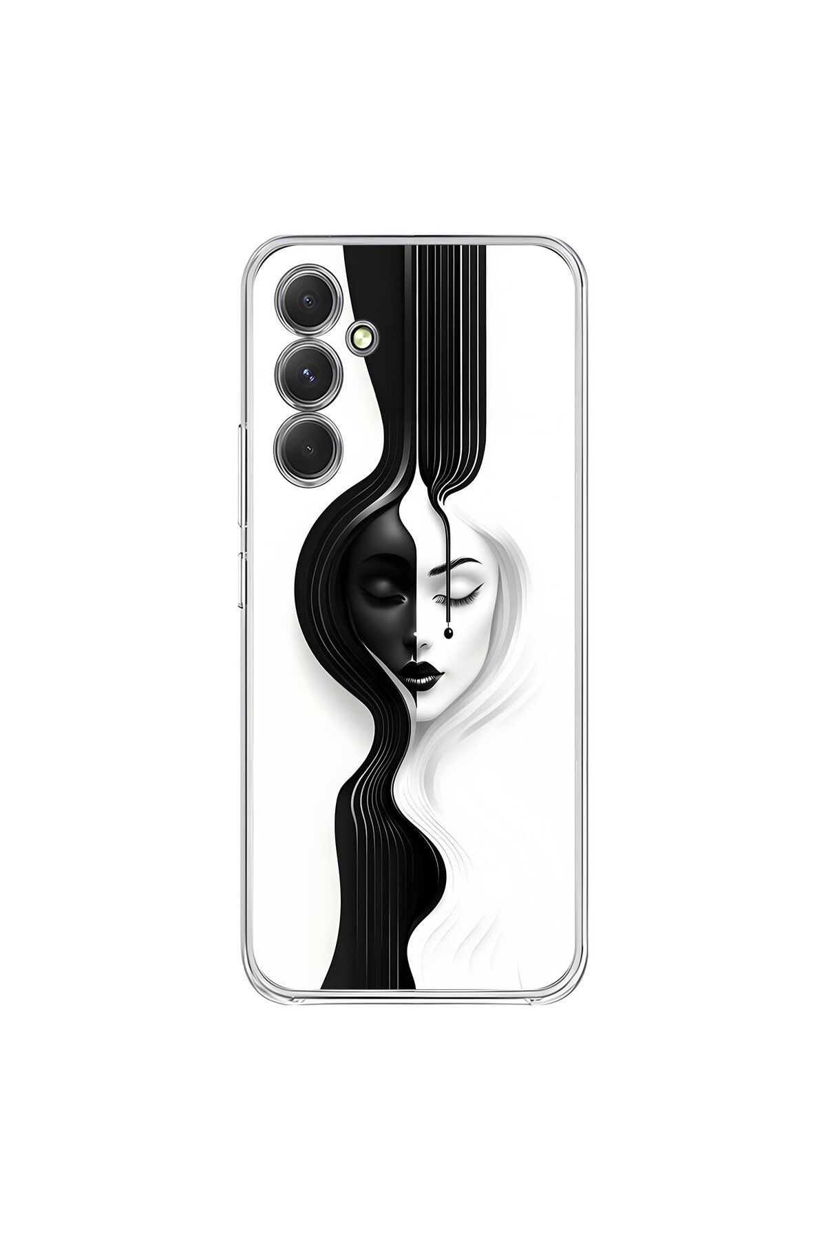 Dali Design Samsung Galaxy A54 Uyumlu Şeffaf Kılıf Estetik Yüz 3 Tasarımlı