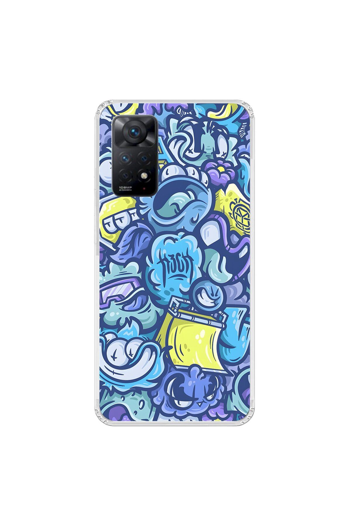 Dali Design Xiaomi Redmi Note 11 Pro Uyumlu Şeffaf Kılıf Graffiti 9 Tasarımlı