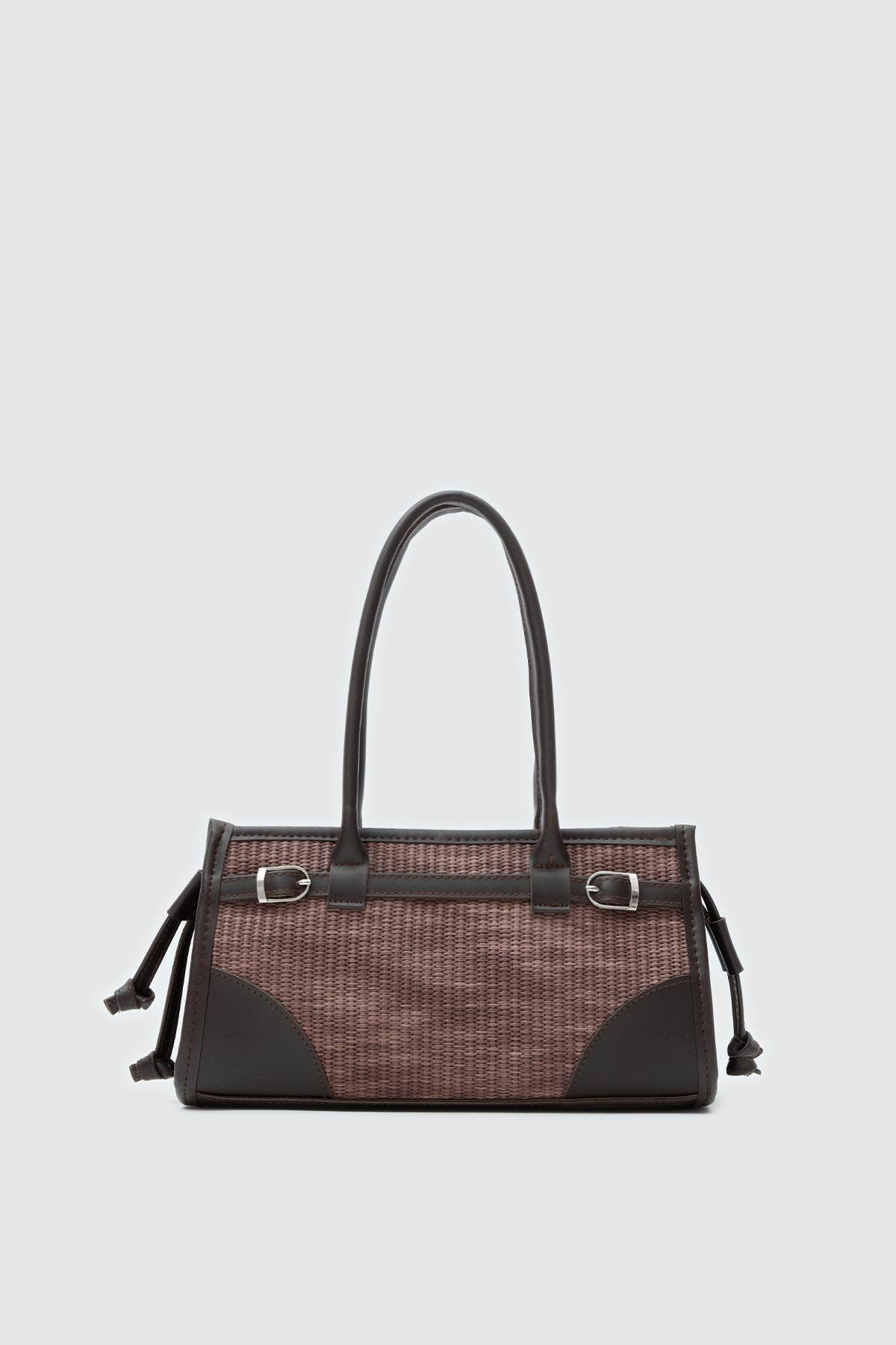 Blisshop Vina Hasır Bej Baget Çanta