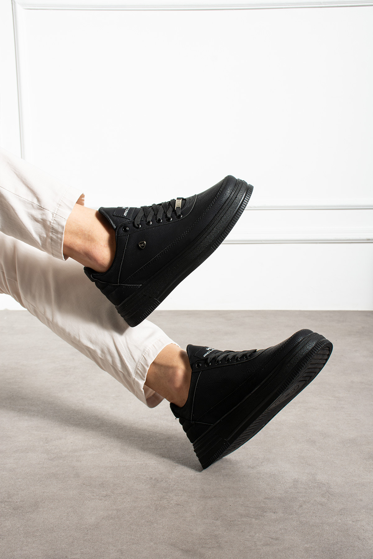 MCLACOS Erkek Sneaker Günlük Spor Ayakkabı Yüksek Taban Siyah- Rahat Tasarım x7 görsel 3