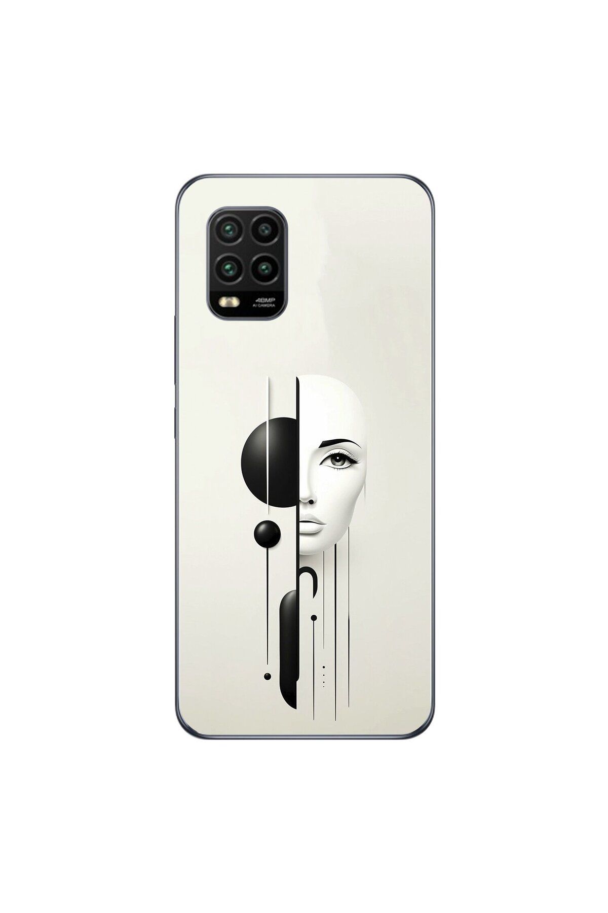 Dali Design Xiaomi Mi 10 Lite Uyumlu Şeffaf Kılıf Estetik Yüz 2 Tasarımlı