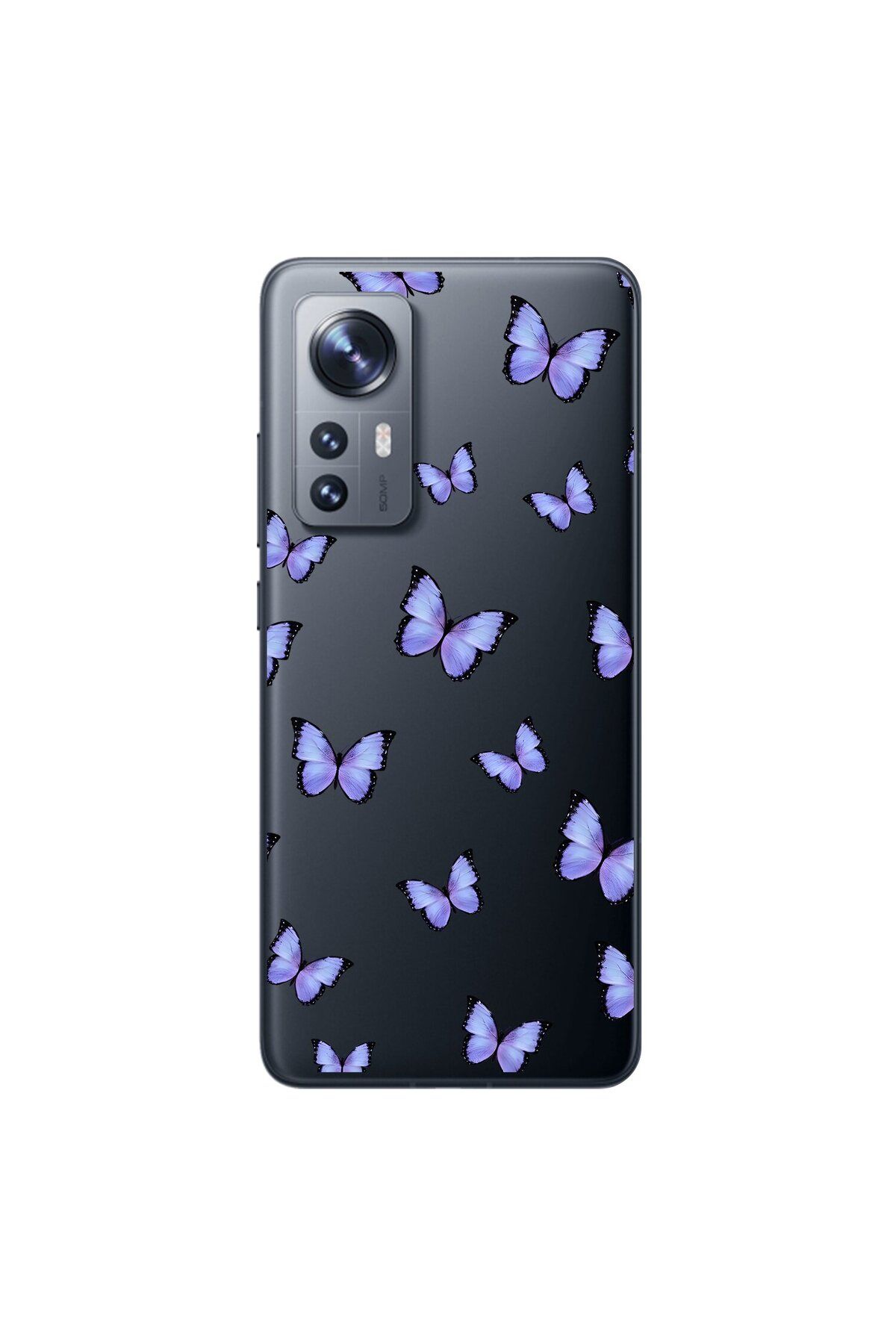 Dali Design Xiaomi Mi 12 Uyumlu Şeffaf Kılıf Kelebek 3 Tasarımlı