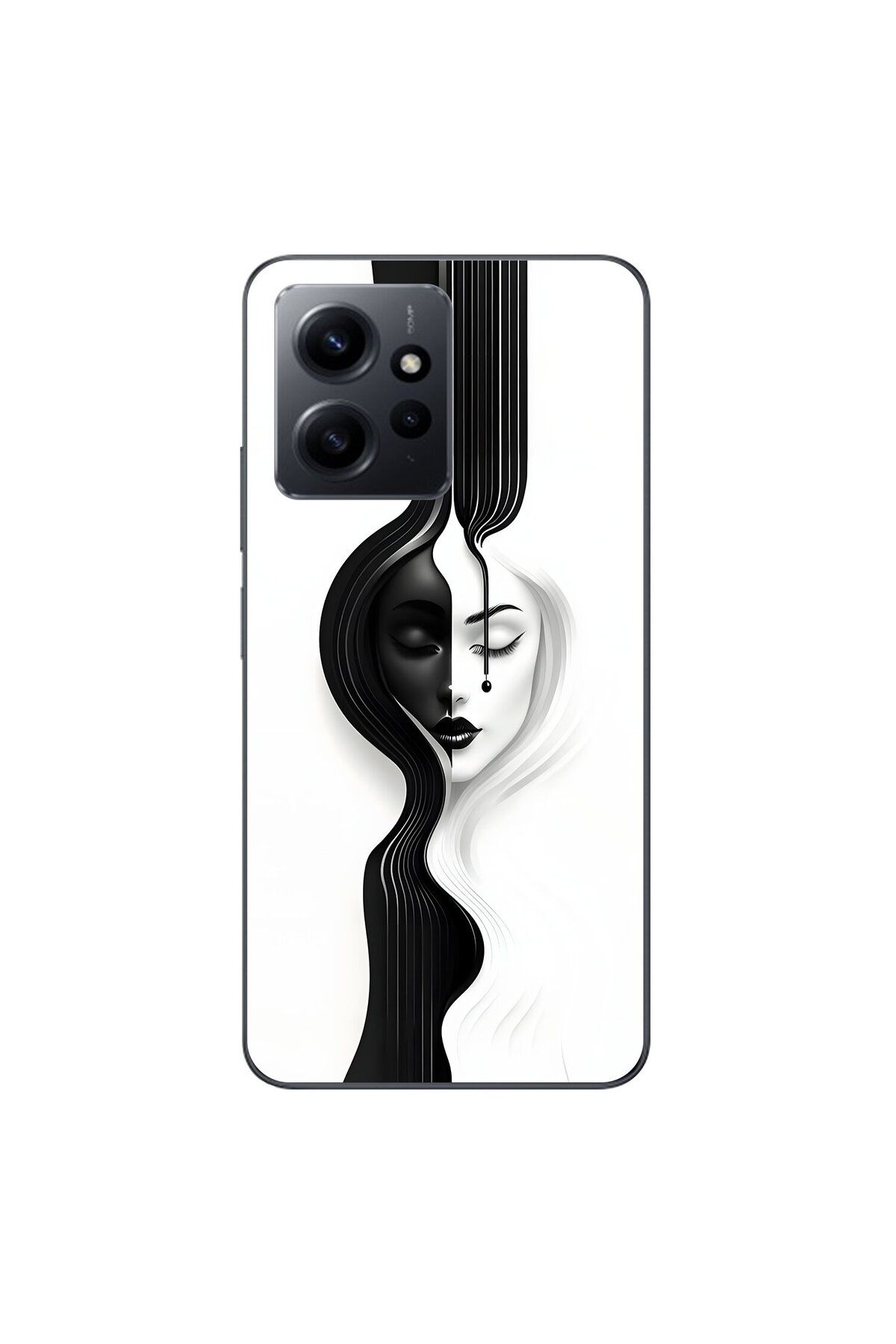 Dali Design Xiaomi Redmi Note 12 Uyumlu Şeffaf Kılıf Estetik Yüz 3 Tasarımlı