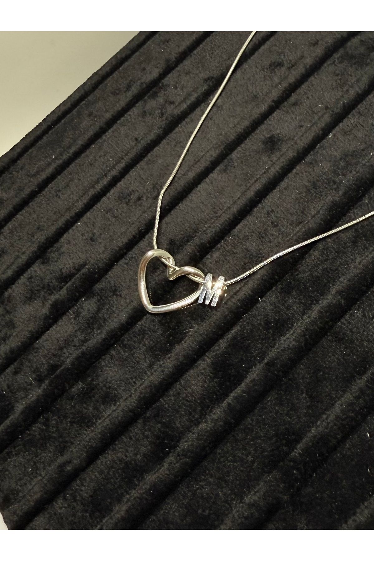 Gulsah's Store Çelik silver minimalist kalpli harfli kolye