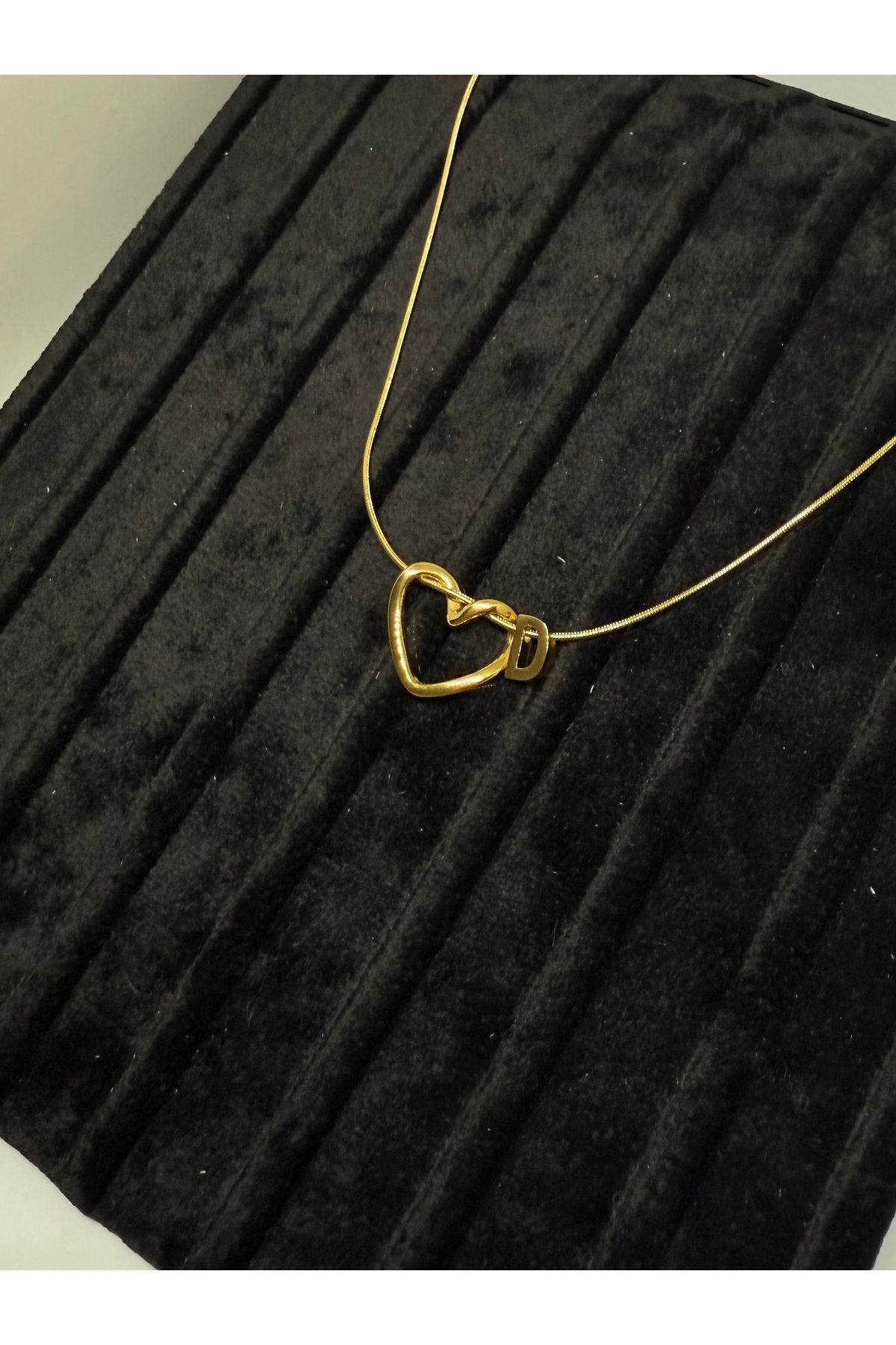 Gulsah's Store Çelik gold minimalist kalpli harfli kolye
