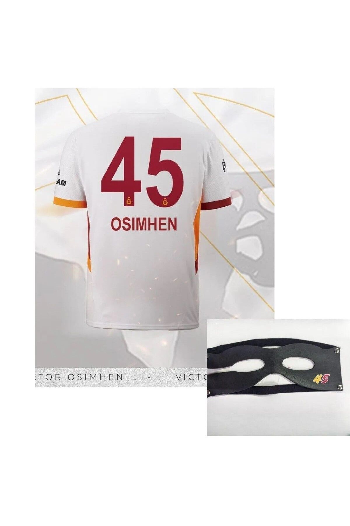 BYSPORTAKUS Gâlatâsarây 2024-25 Yeni Sezon V. O's'i'm'h'e'n Deplasman Yetişkin Forması + Maske