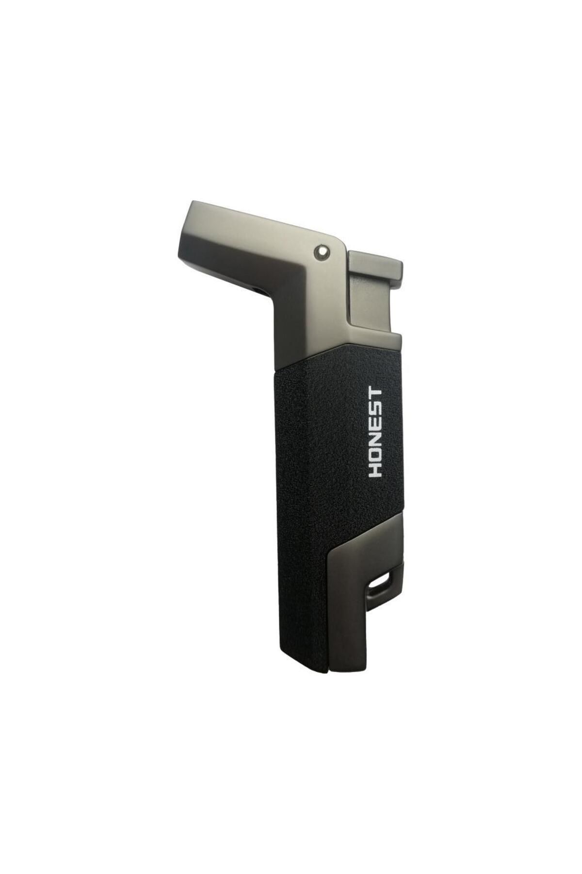 Honest Siyah-Gunmetal Tek Torch Pürmüz Puro Çakımağı