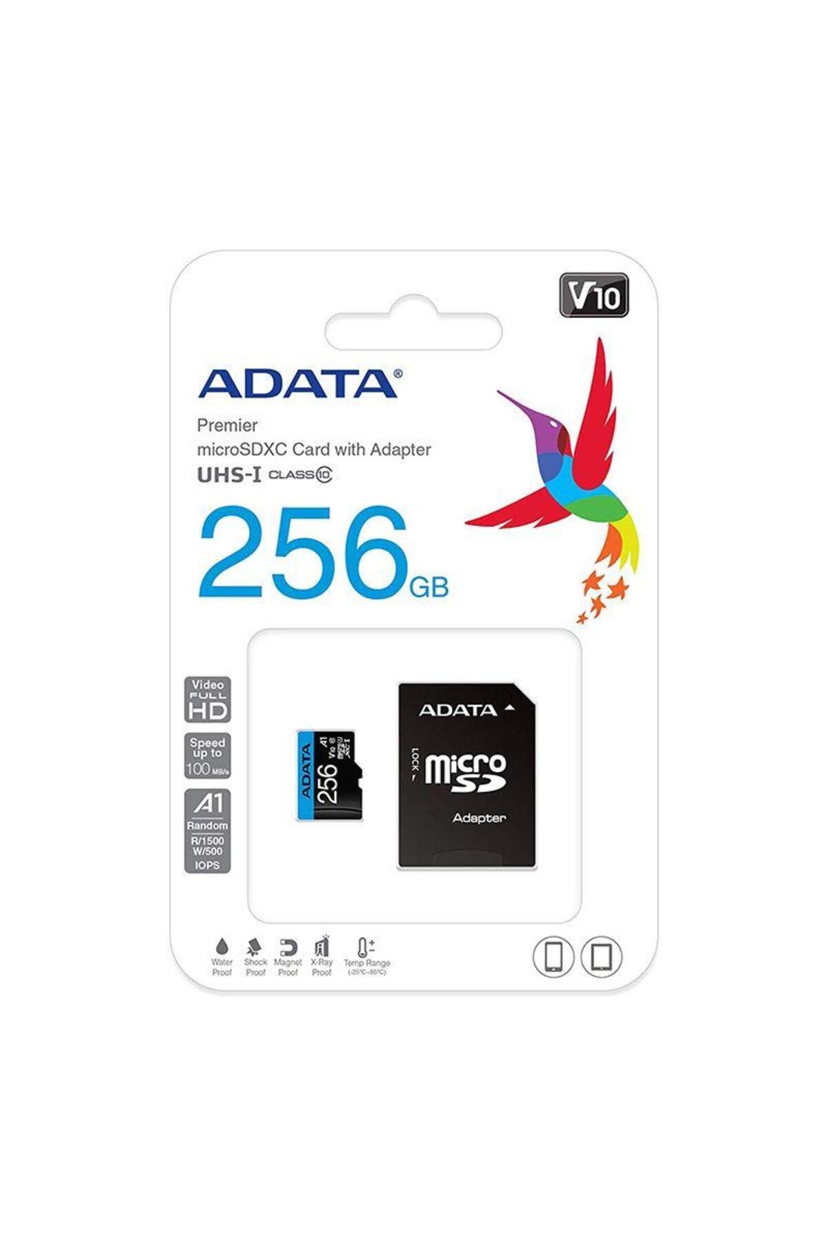 Adata-Adata Premier Memory Card, MicroSD, UHS-I, Class 10, 256 GB + Adapter 2