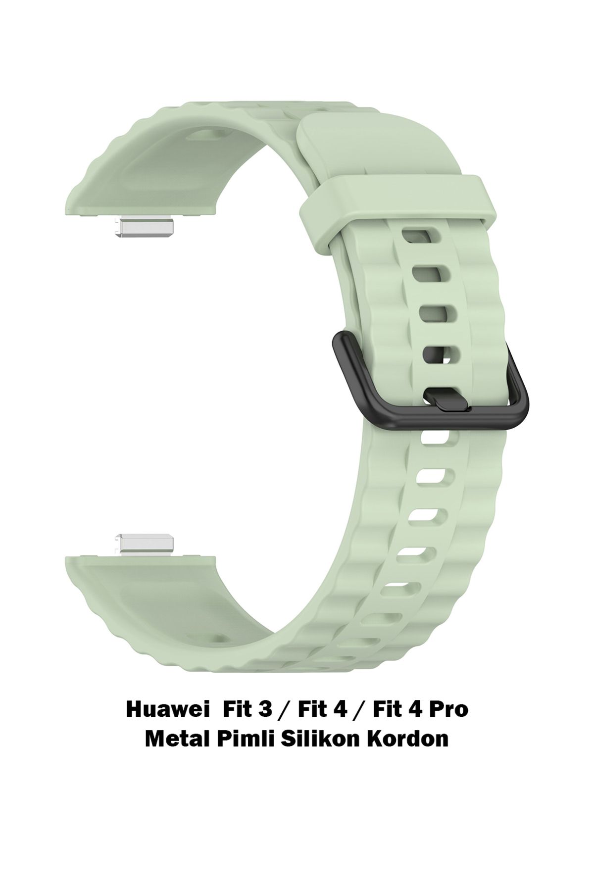 Novatis Huawei Fit 4 Pro /Fit4 / Fit3 Uyumlu Silikon Dalgalı Soft Metal Pim ve Tokalı Kayış