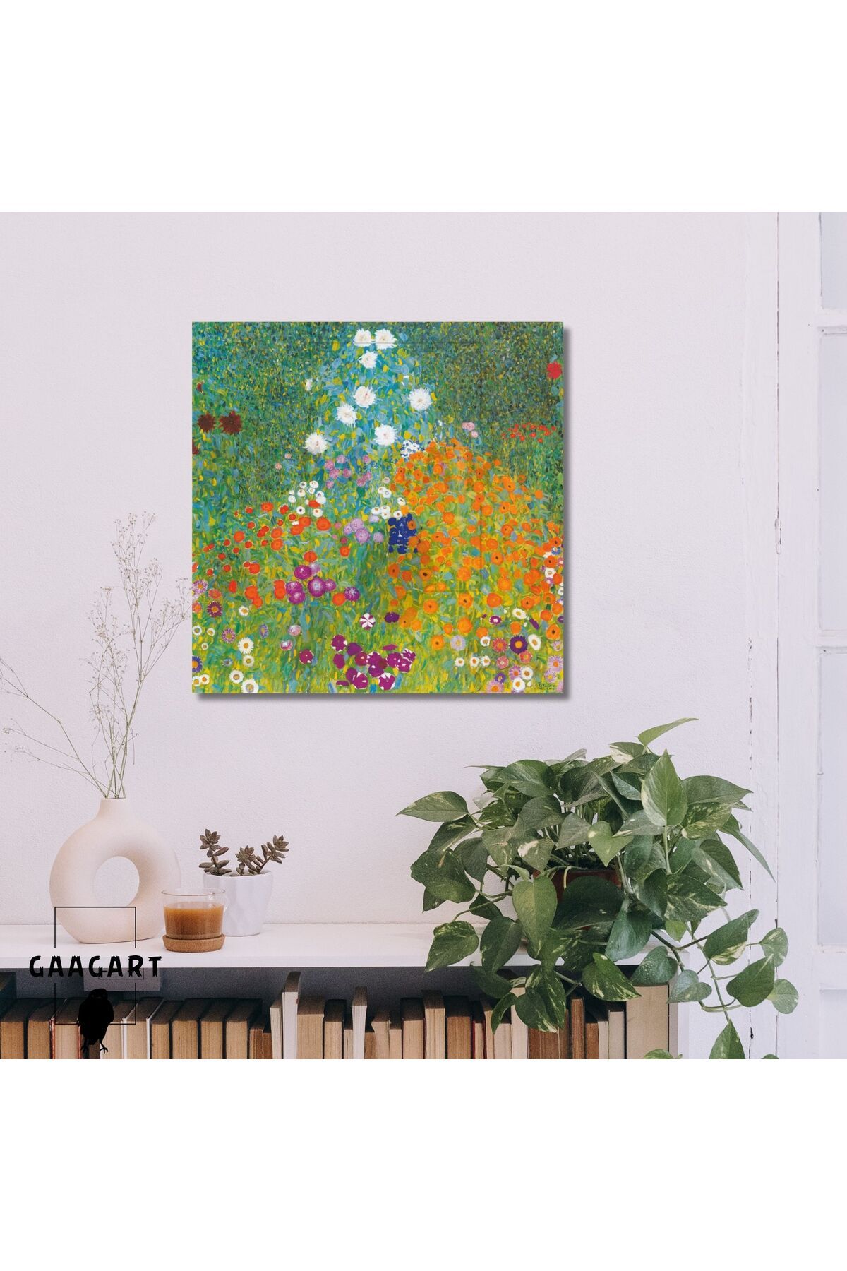 GAAGART Kare Kanvas Tablo Ünlü Eserler Gustav Klimt-Cottage Garden (1905-1907)