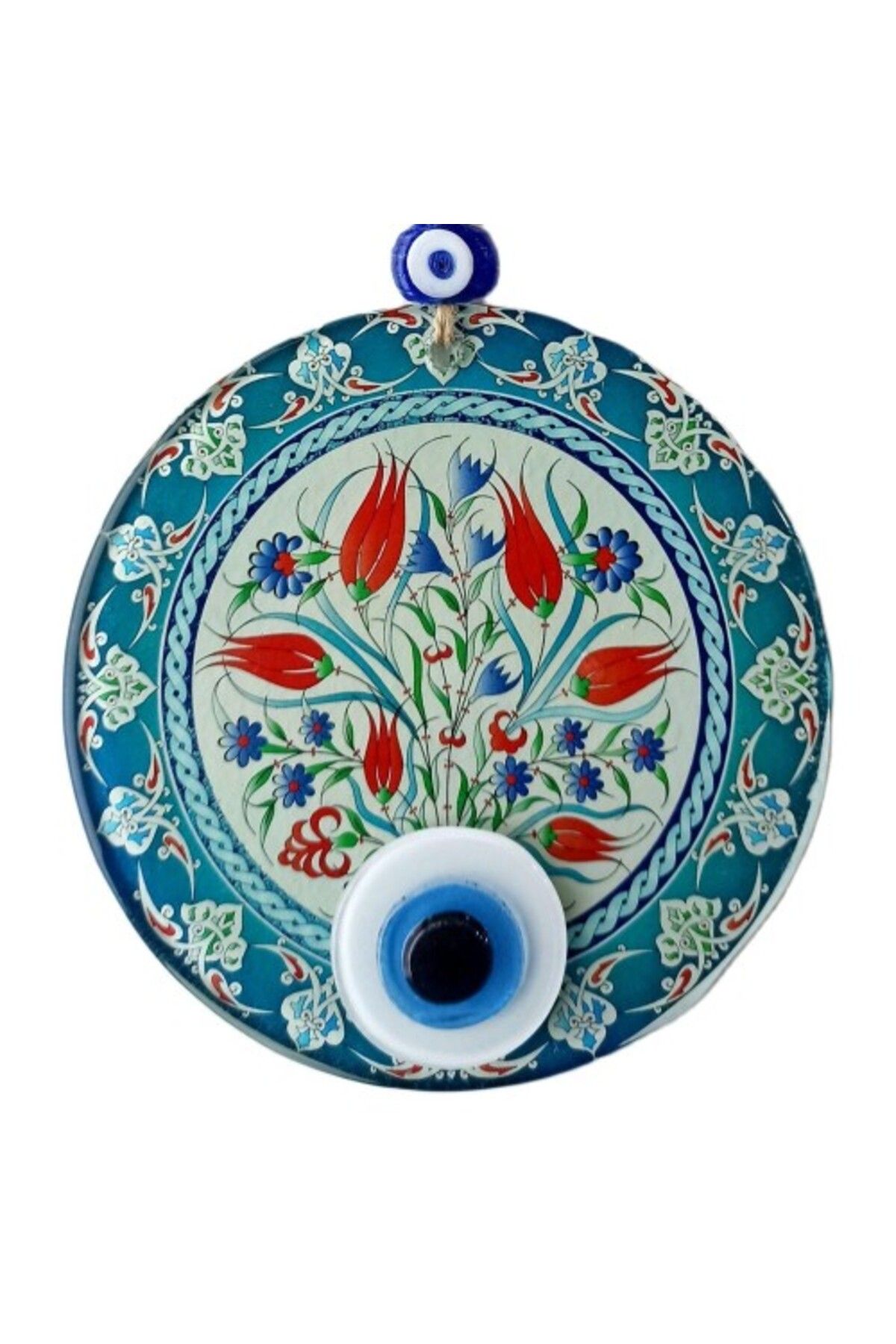 SAVA HOME COLLECTİON Nazar Boncuklu Lale Desenli Füzyon Cam Duvar Süsü