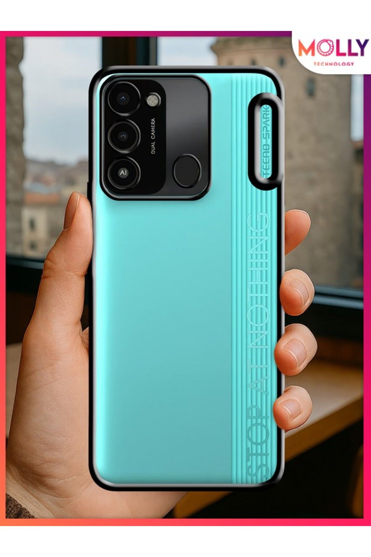 Molly TECNO SPARK 8C İçin Kenarları Siyah Lens Koruyuculu Lou Lazer Şeffaf Silikon Kılıf