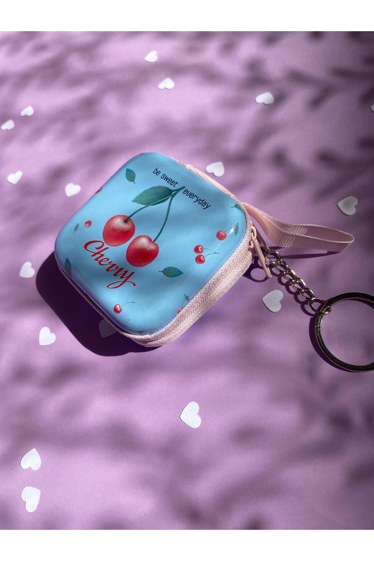 sabiha aksesuar desenli fermuarlı mini metal kutu, organizer(7cm)