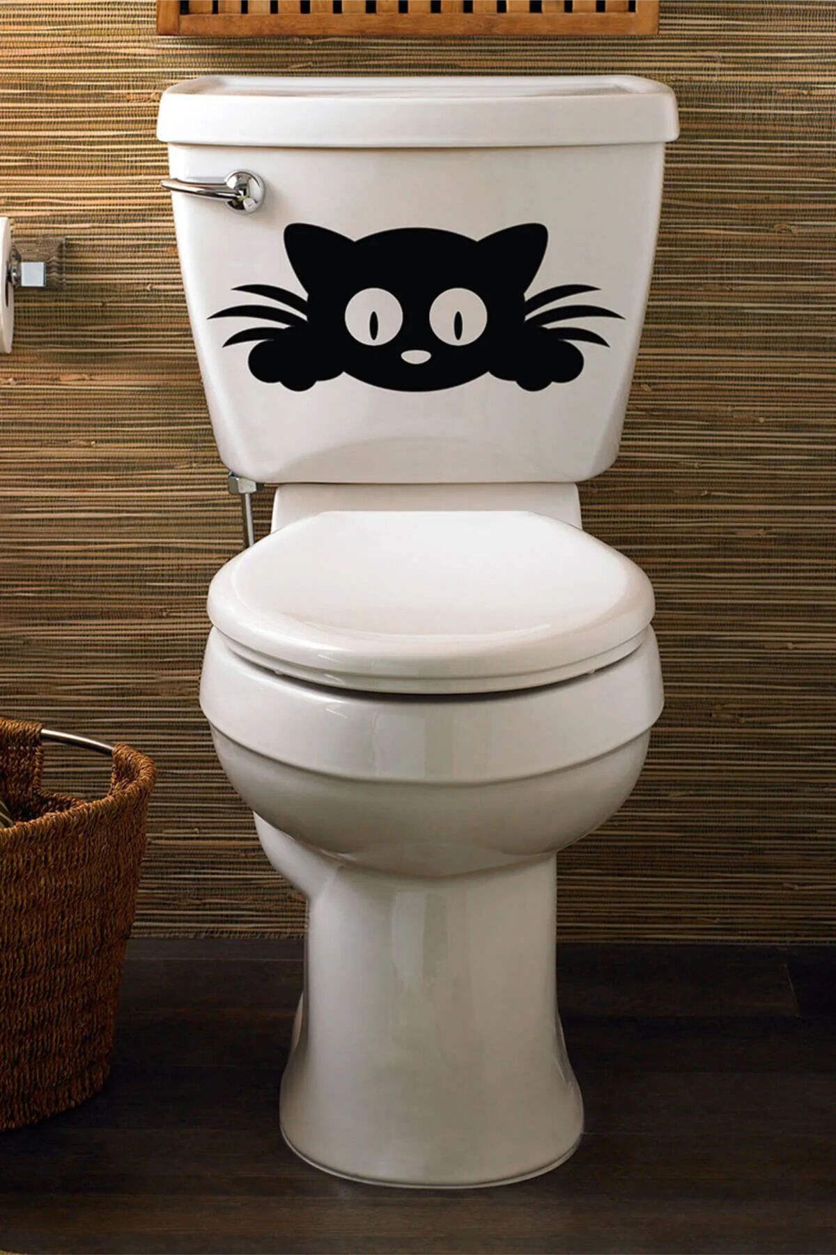 hediyenebak Kedicik | Klozet Kapağı Banyo Wc Sticker 27x11 cm